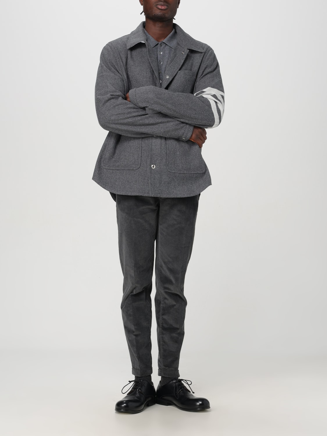 THOM BROWNE JACKET: Thom Browne 4-bar overshirt, Grey - Img 2