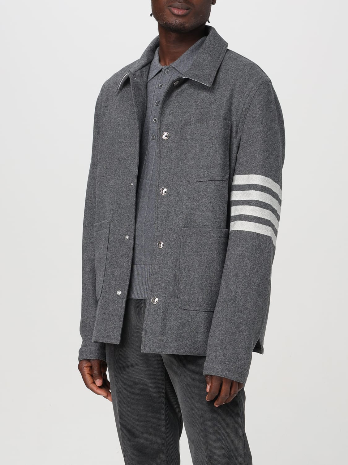 THOM BROWNE JACKET: Thom Browne 4-bar overshirt, Grey - Img 4