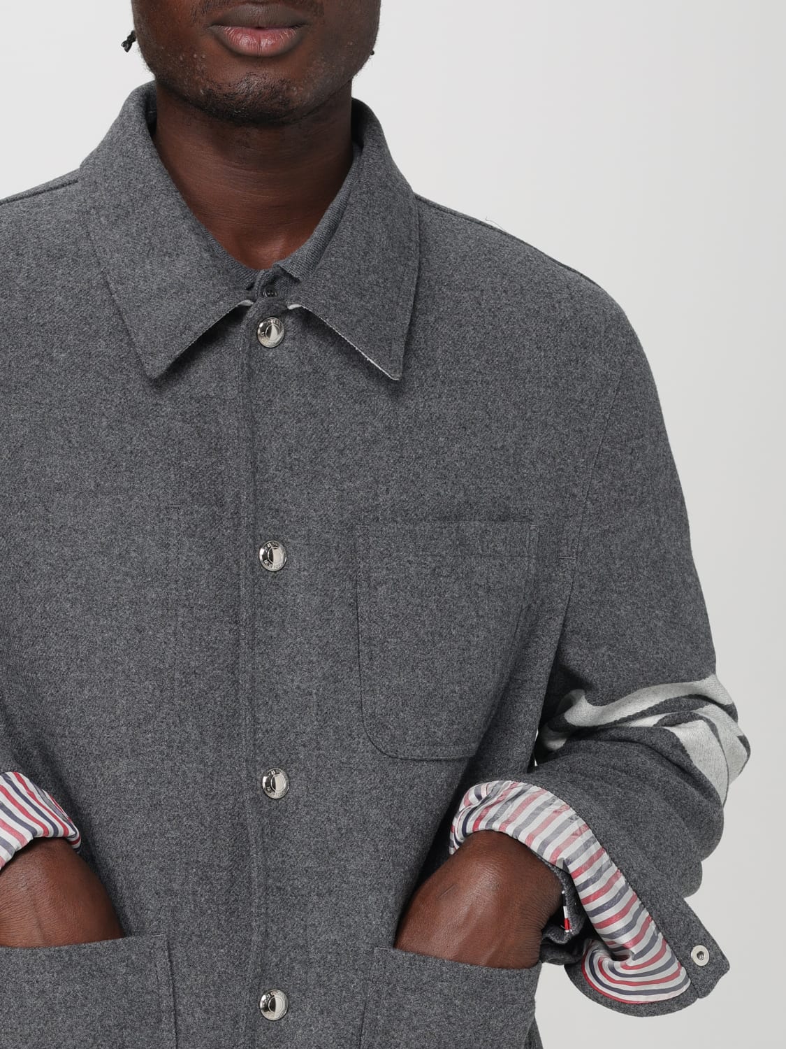 THOM BROWNE JACKET: Thom Browne 4-bar overshirt, Grey - Img 5