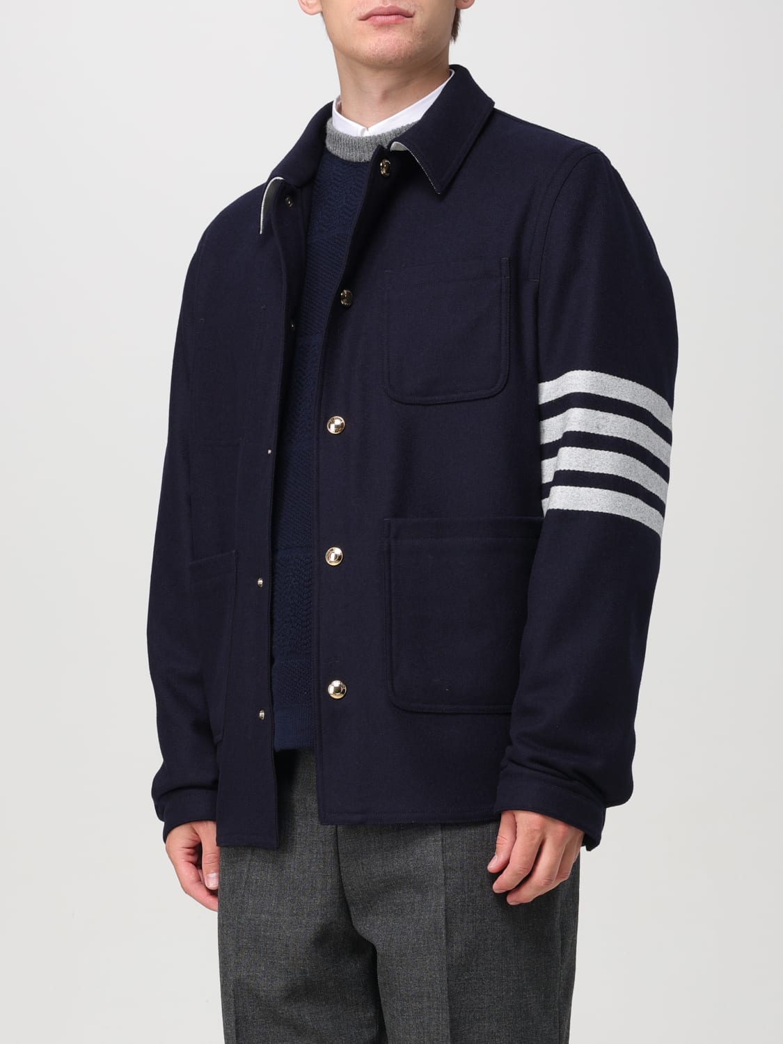 THOM BROWNE JACKET: Thom Browne 4-bar overshirt, Navy - Img 4