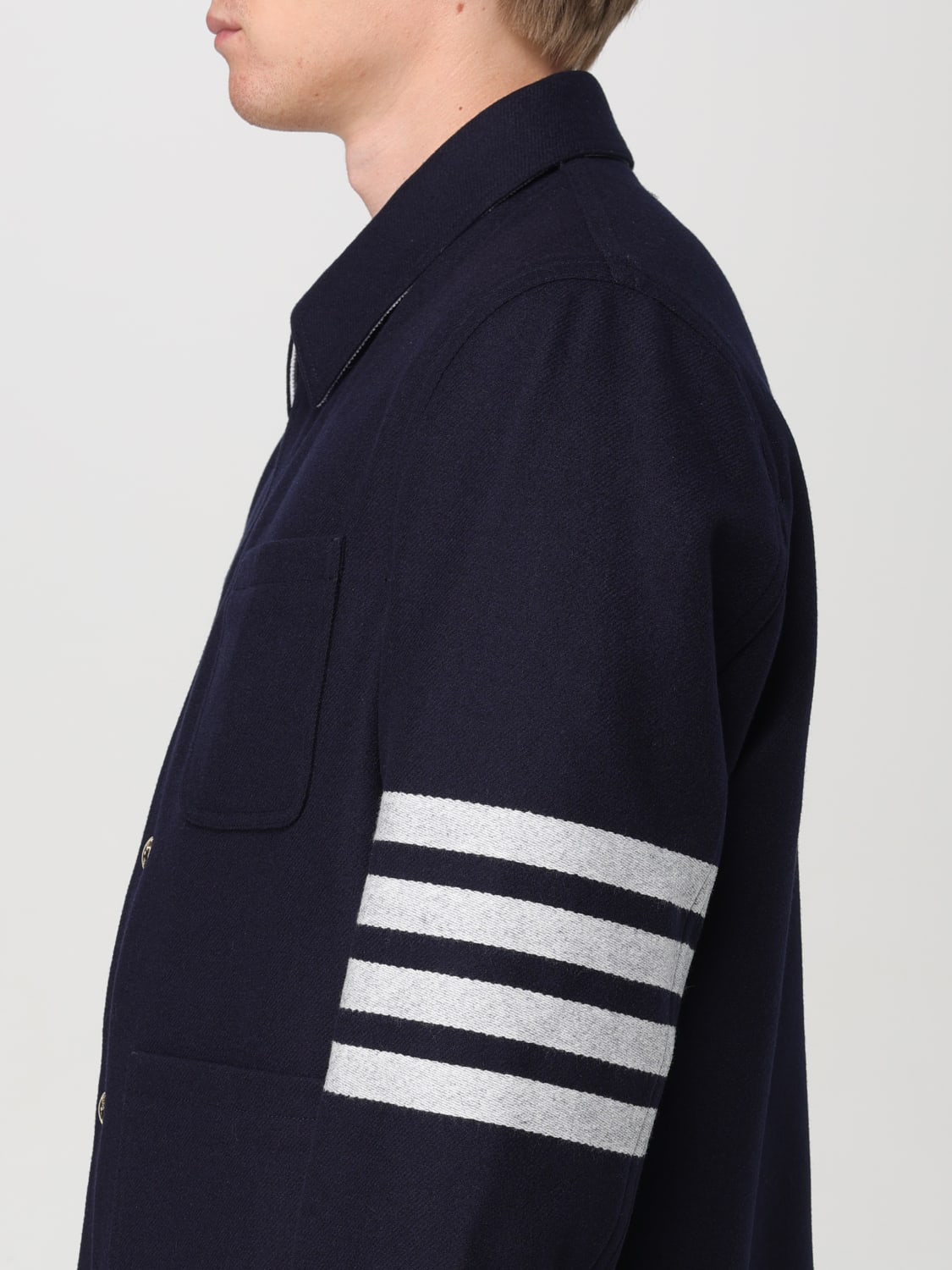 THOM BROWNE JACKET: Thom Browne 4-bar overshirt, Navy - Img 5