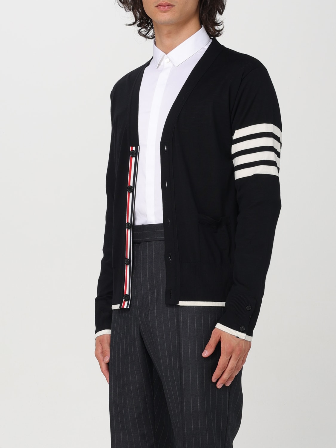 THOM BROWNE CARDIGAN: Cardigan 4-bar Thom Browne in lana vergine, Nero - Img 4