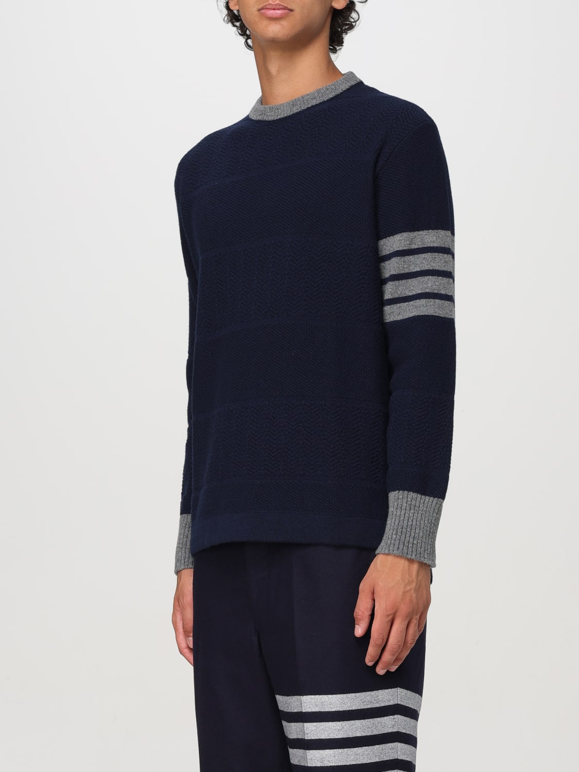 THOM BROWNE PULL: Pull homme Thom Browne, Bleu Marine - Img 4