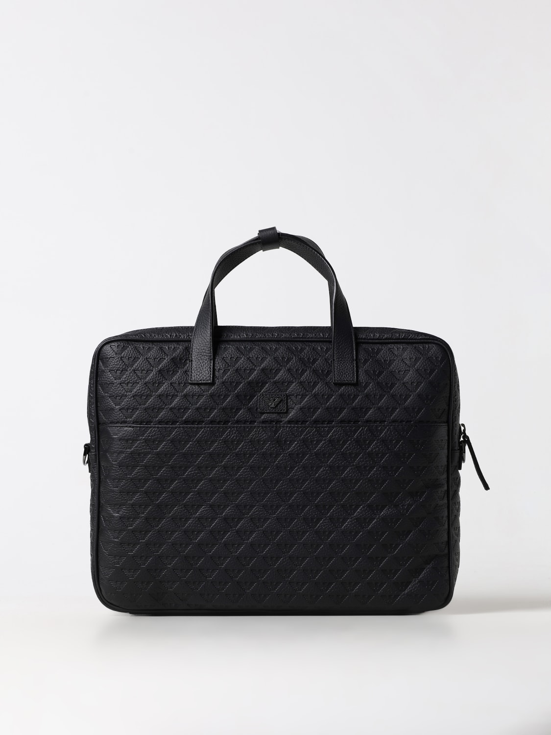 Giglio Borsa Emporio Armani in pelle a grana con Eagle all over