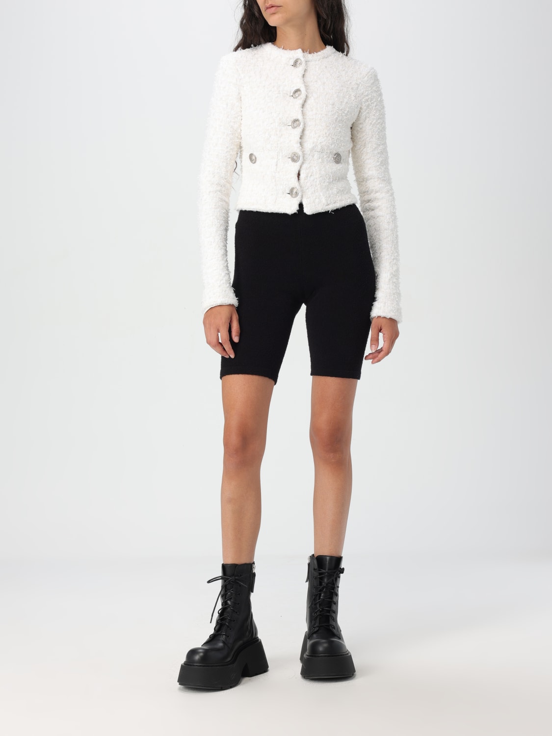 BALENCIAGA CARDIGAN: Balenciaga bouclé cropped cardigan, White - Img 2