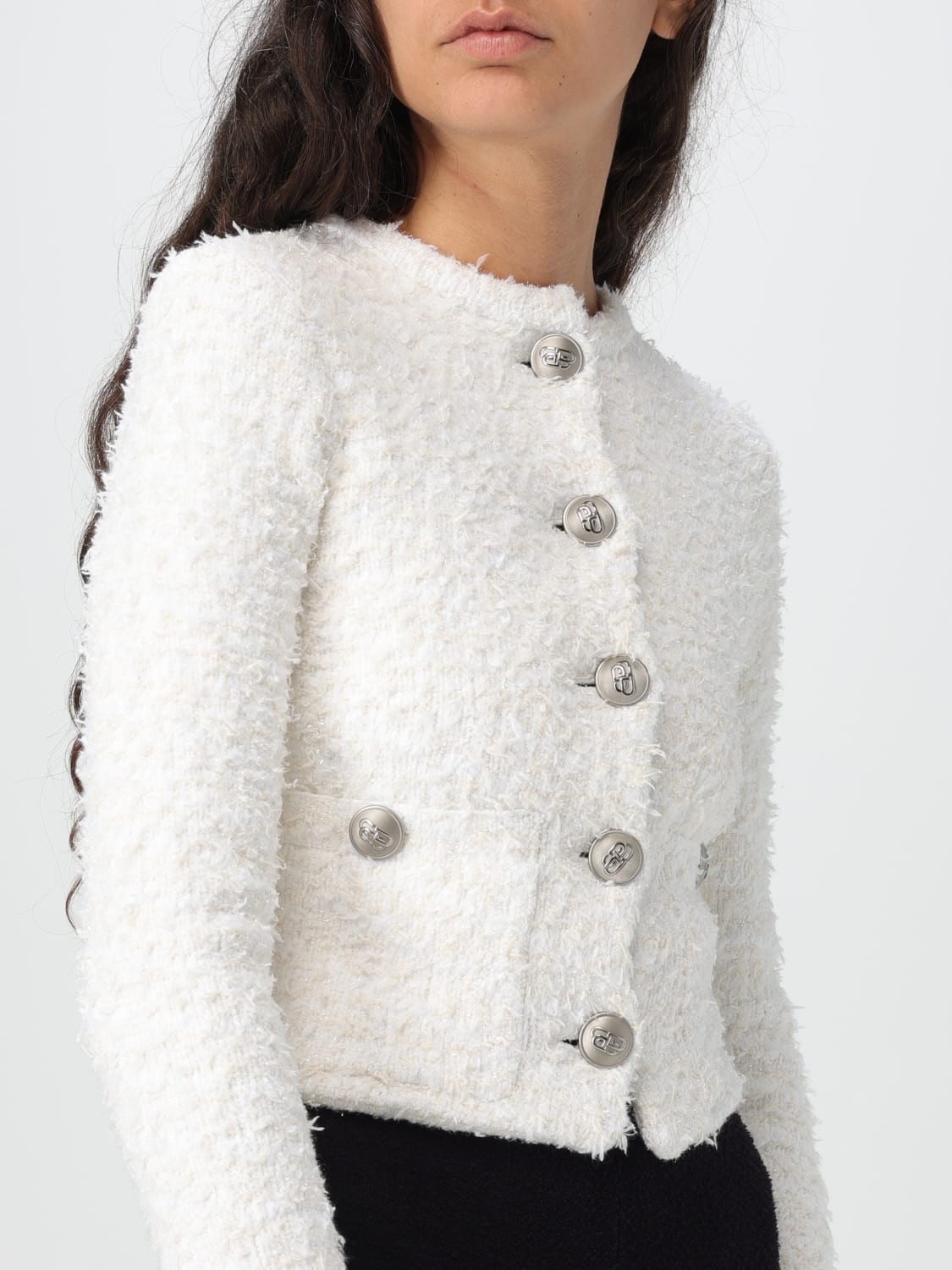 BALENCIAGA CARDIGAN: Balenciaga bouclé cropped cardigan, White - Img 5