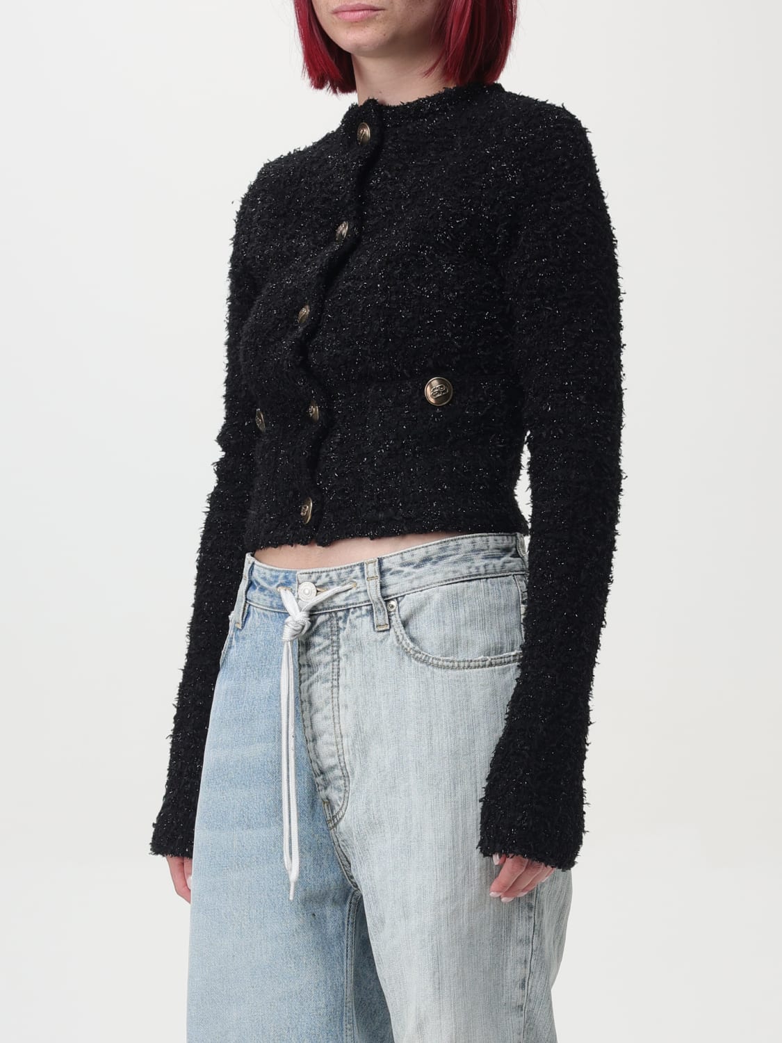 BALENCIAGA CARDIGAN: Balenciaga bouclé cropped cardigan, Black - Img 4