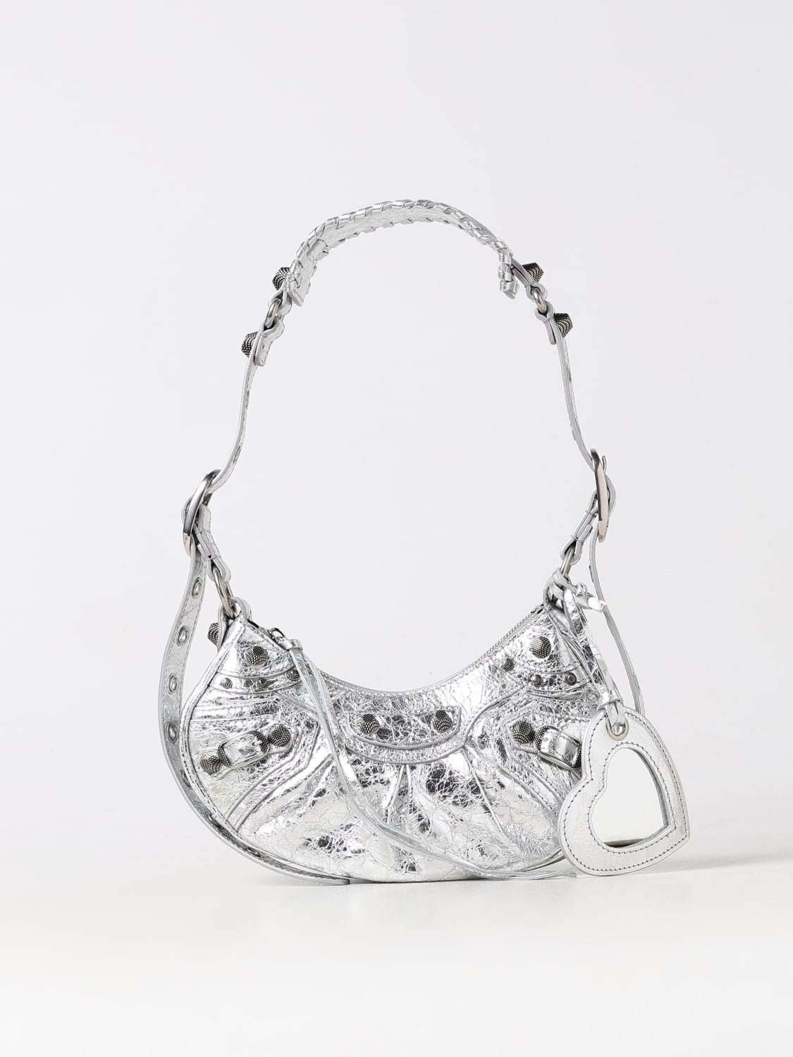 BALENCIAGA BORSA A SPALLA: Borsa a spalla Le Cagole mini Balenciaga, Argento - Img 1