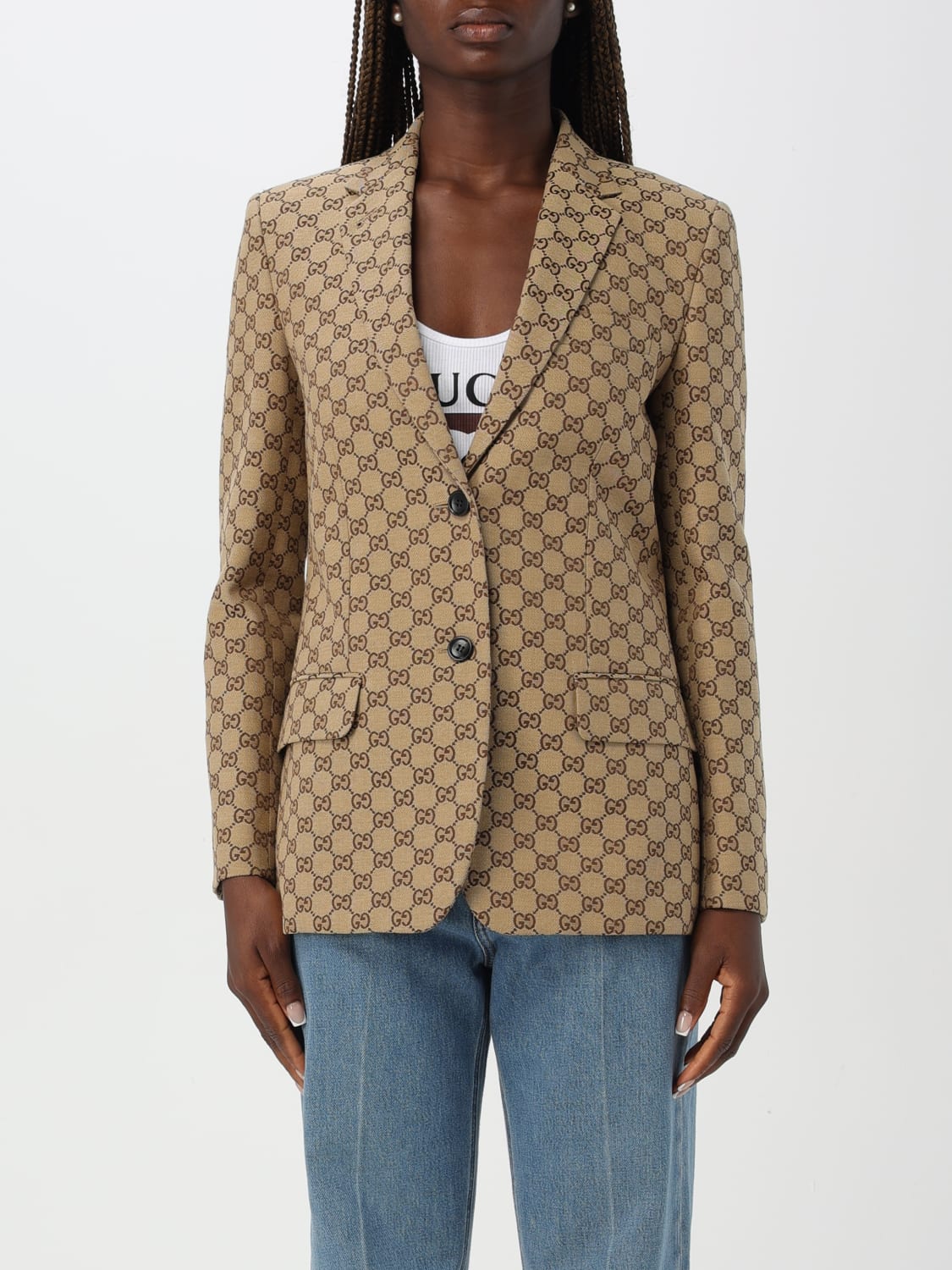 Giglio Blazer Gucci in misto cotone con logo