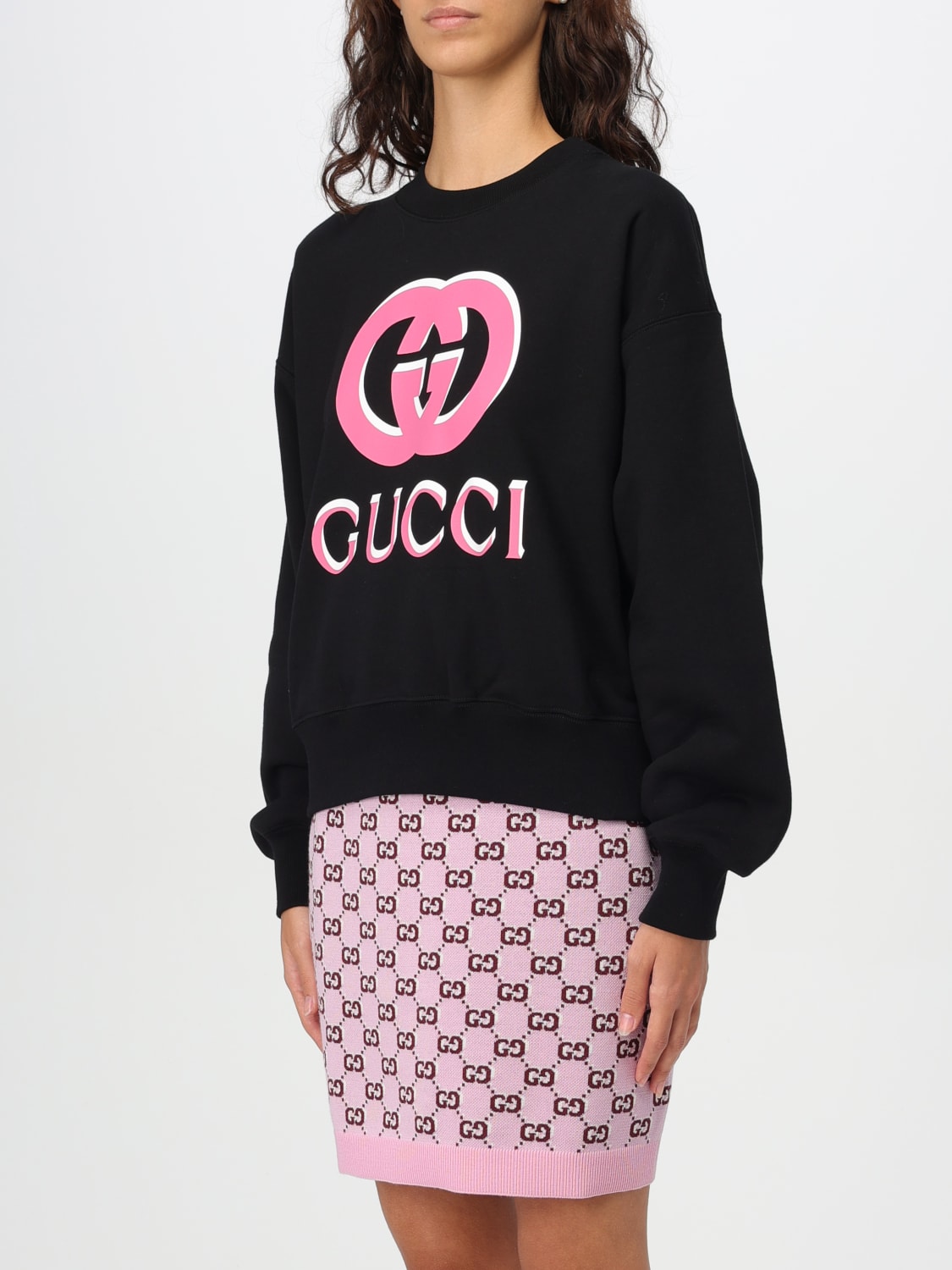 GUCCI FELPA: Felpa Gucci in cotone con logo , Nero - Img 4