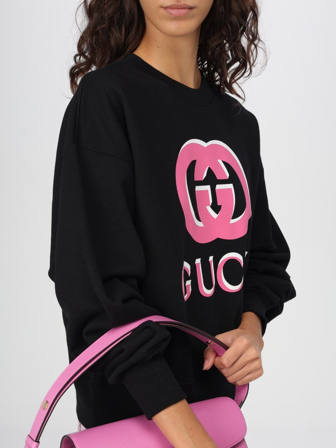 GUCCI FELPA: Felpa Gucci in cotone con logo , Nero - Img 5