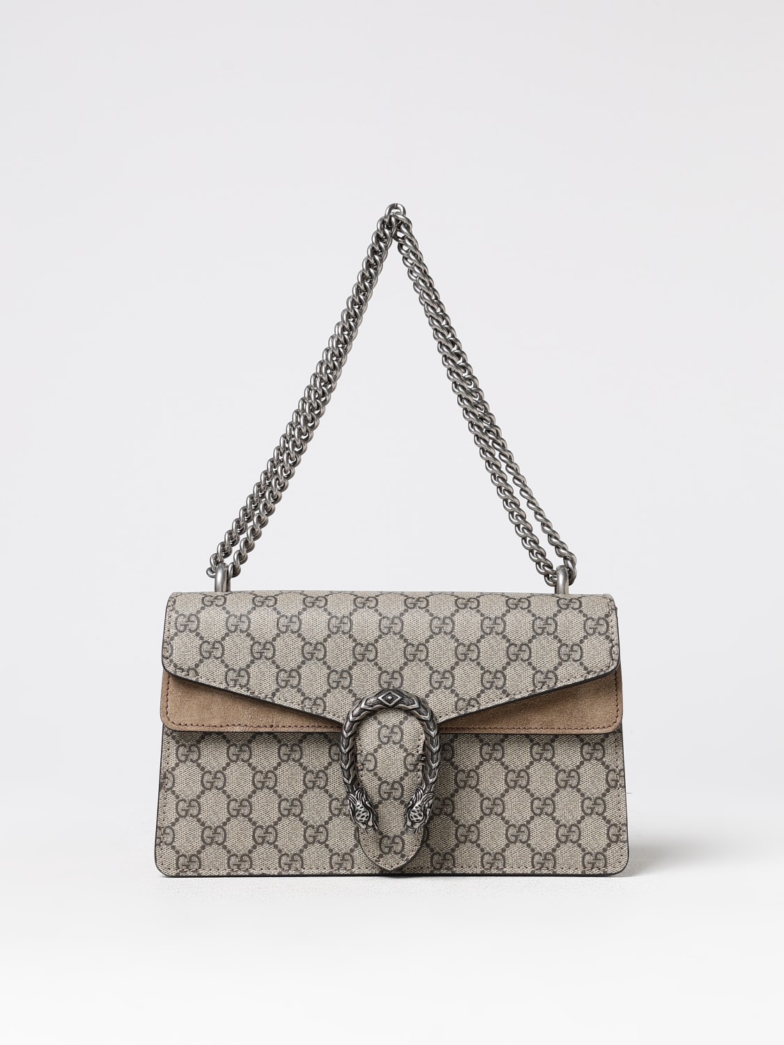 GUCCI BORSA A SPALLA: Borsa Dionysus Gucci in tessuto GG Supreme e camoscio , Beige - Img 1