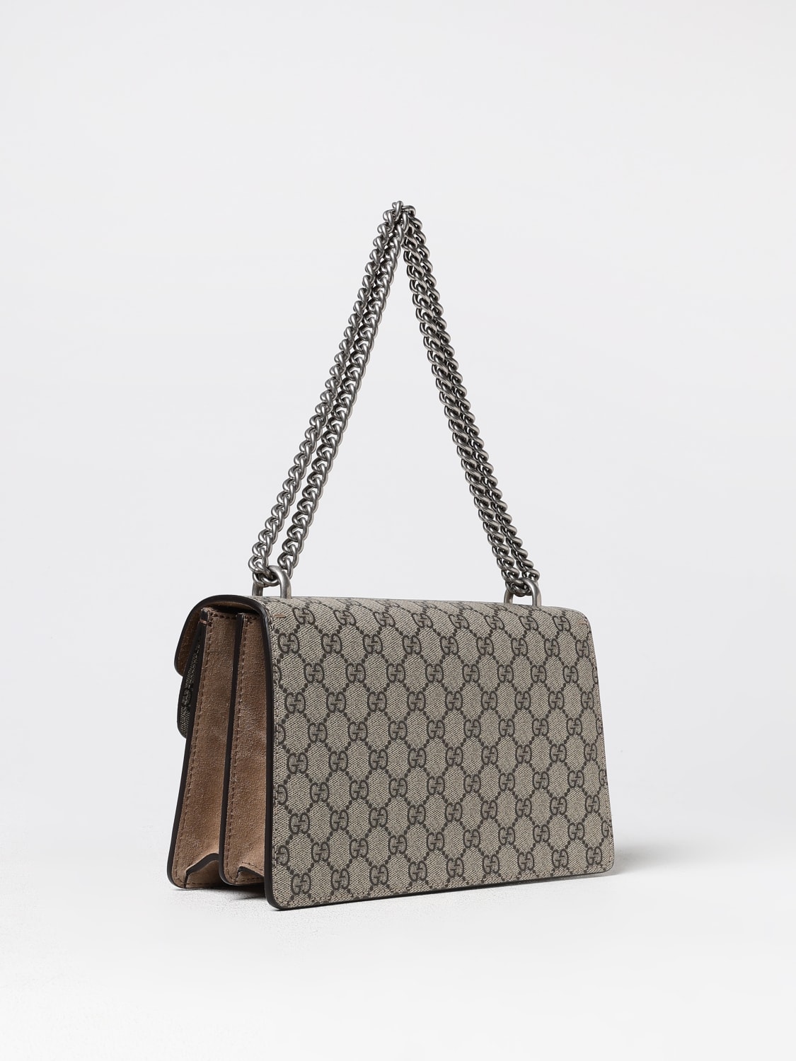 GUCCI BORSA A SPALLA: Borsa Dionysus Gucci in tessuto GG Supreme e camoscio , Beige - Img 3