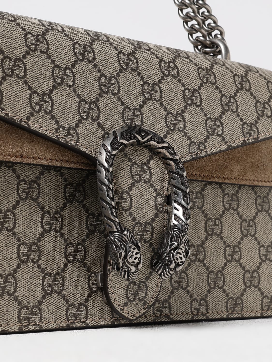 GUCCI BORSA A SPALLA: Borsa Dionysus Gucci in tessuto GG Supreme e camoscio , Beige - Img 4