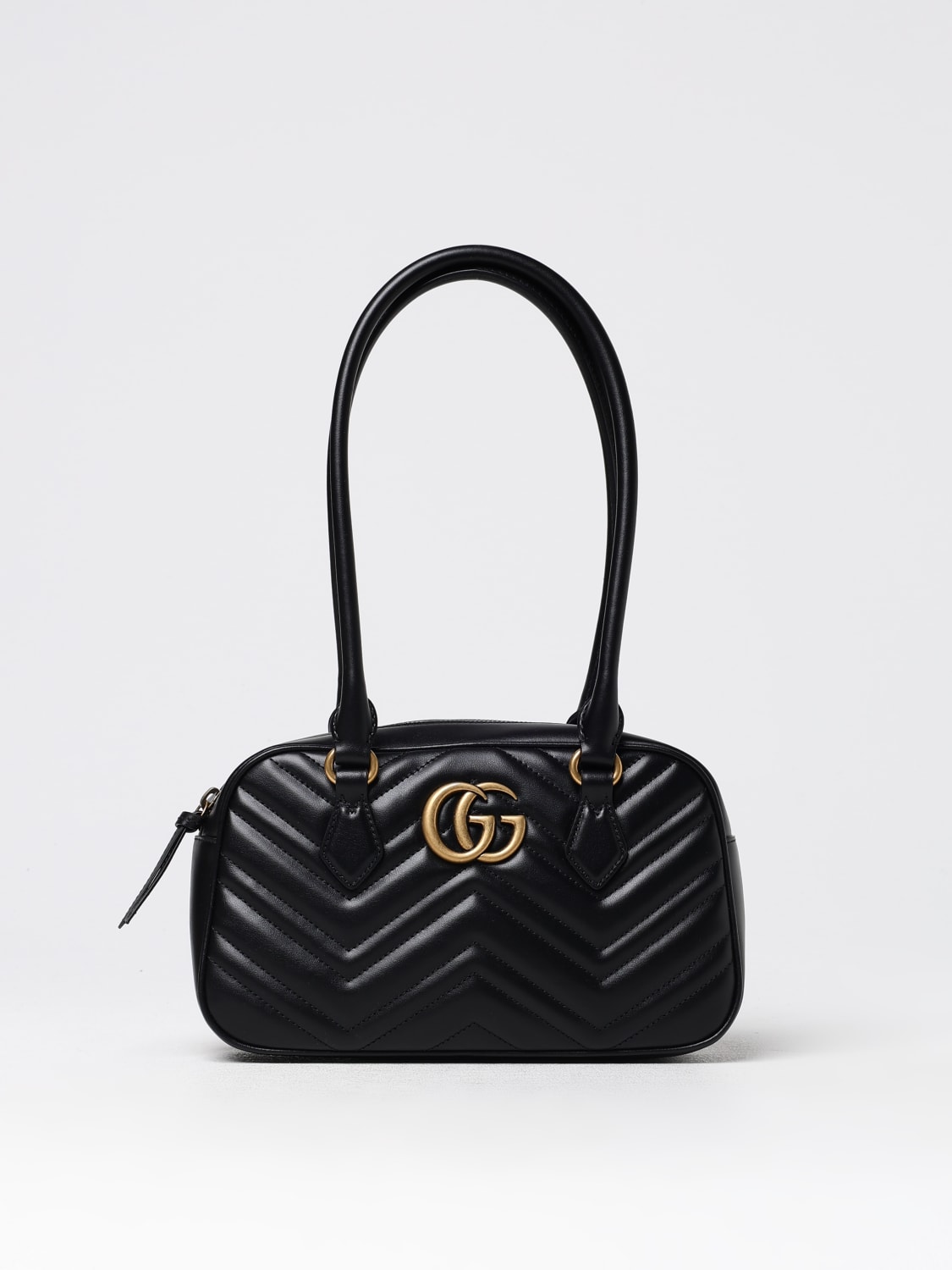 GUCCI BORSA A SPALLA: Borsa GG Marmont 2.0 Gucci in pelle trapuntata, Nero - Img 1