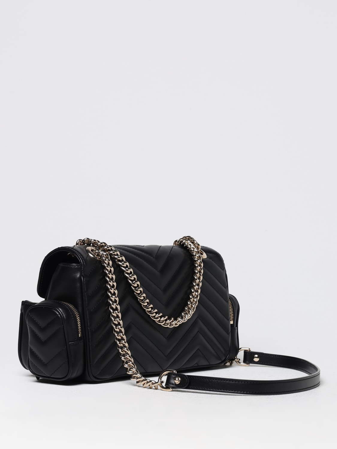 GUCCI BORSA A SPALLA: Borsa GG Marmont 2.0 Gucci in pelle trapuntata , Nero - Img 3