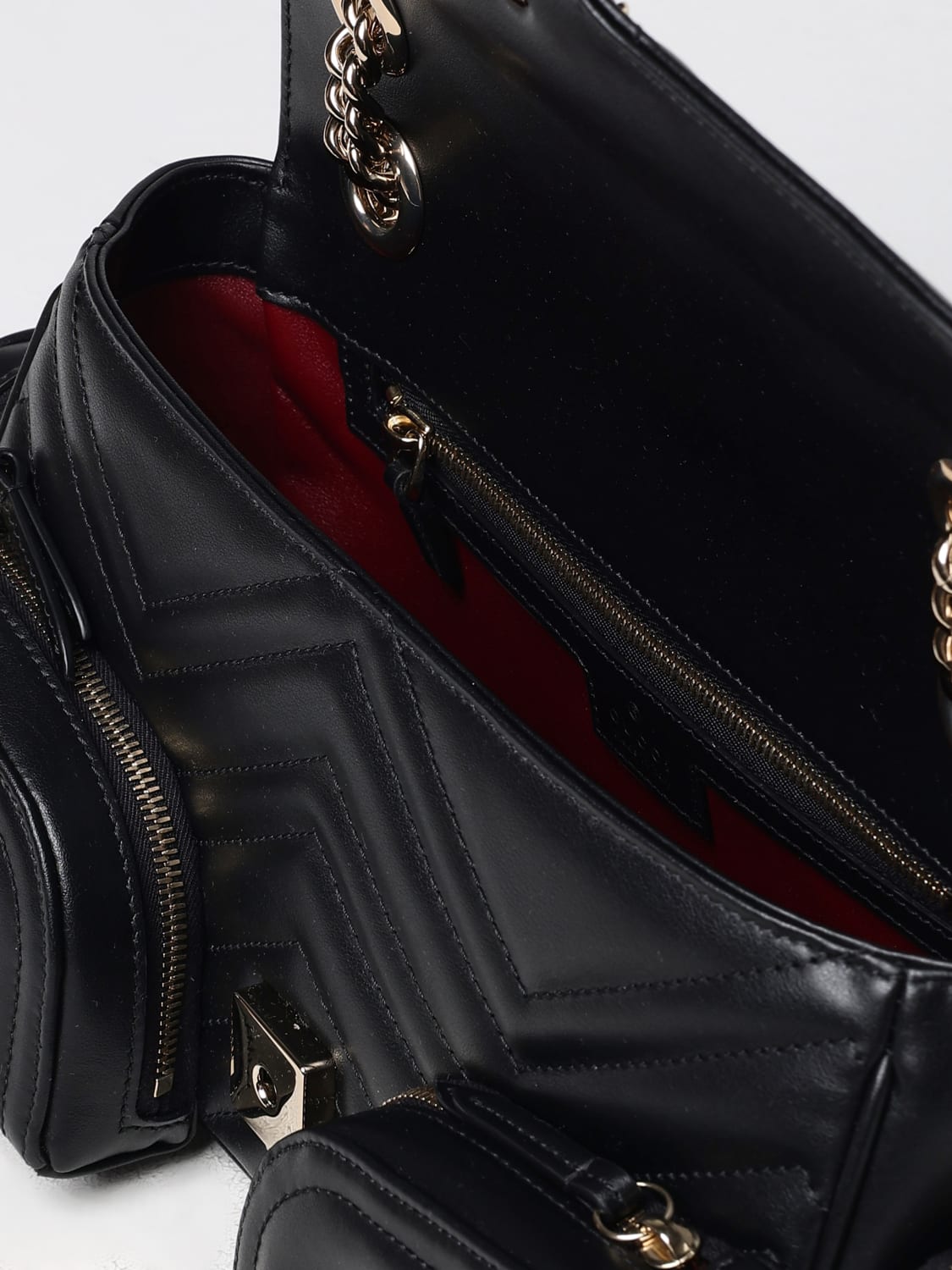 GUCCI BORSA A SPALLA: Borsa GG Marmont 2.0 Gucci in pelle trapuntata , Nero - Img 5