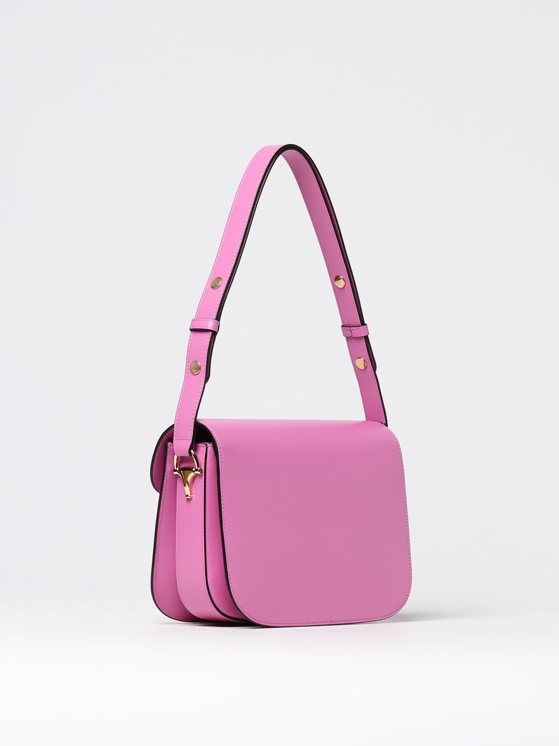 GUCCI BORSA A SPALLA: Borsa Horsebit 1955 Gucci in pelle a grana , Rosa - Img 3