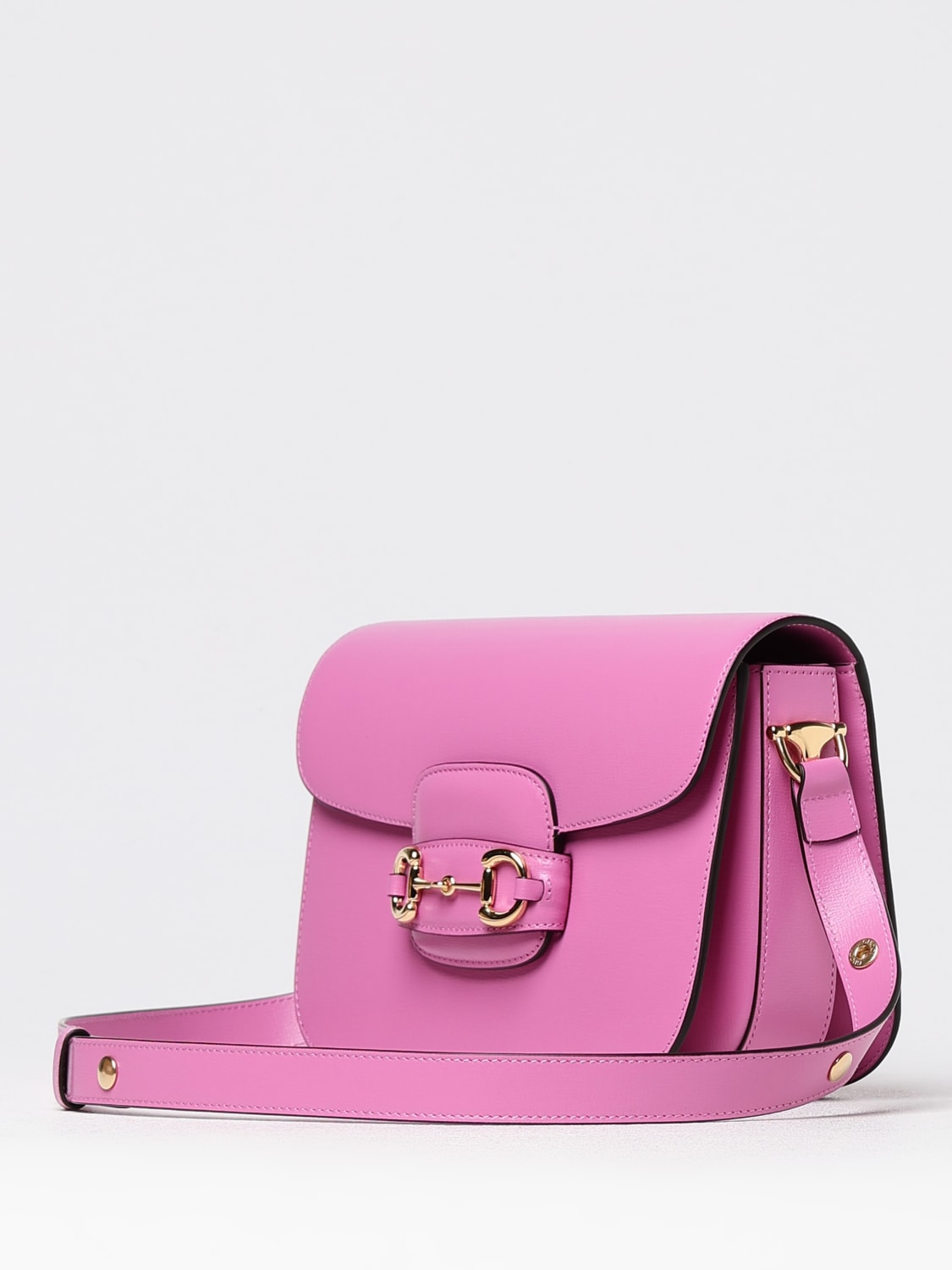 GUCCI BORSA A SPALLA: Borsa Horsebit 1955 Gucci in pelle a grana , Rosa - Img 4