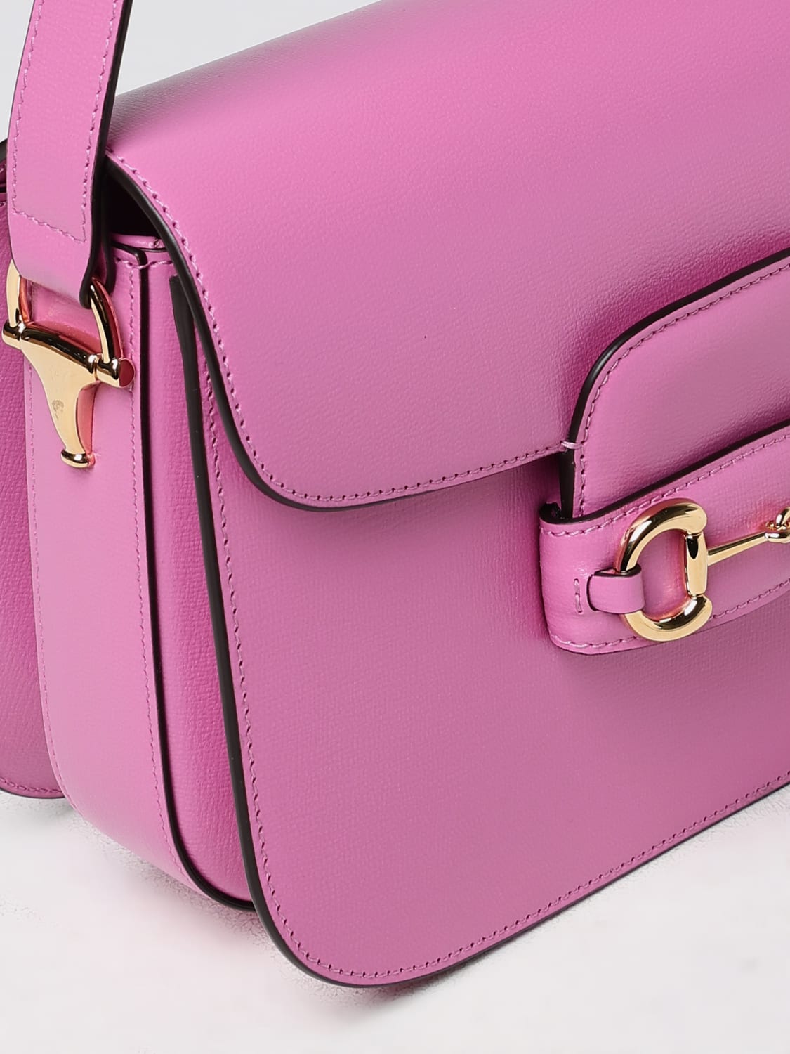 GUCCI BORSA A SPALLA: Borsa Horsebit 1955 Gucci in pelle a grana , Rosa - Img 5