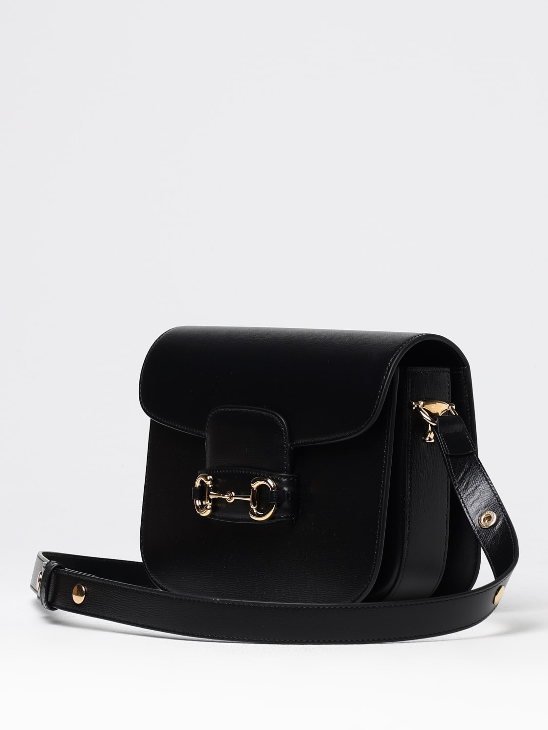 GUCCI BORSA A SPALLA: Borsa Horsebit 1955 Gucci in pelle a grana , Nero - Img 4