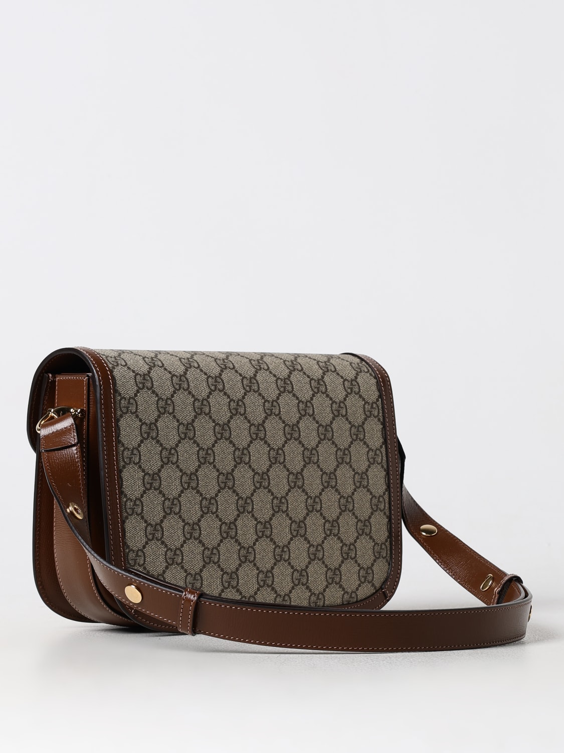 GUCCI BORSA A SPALLA: Borsa Horsebit Gucci in tessuto GG Supreme , Beige - Img 2