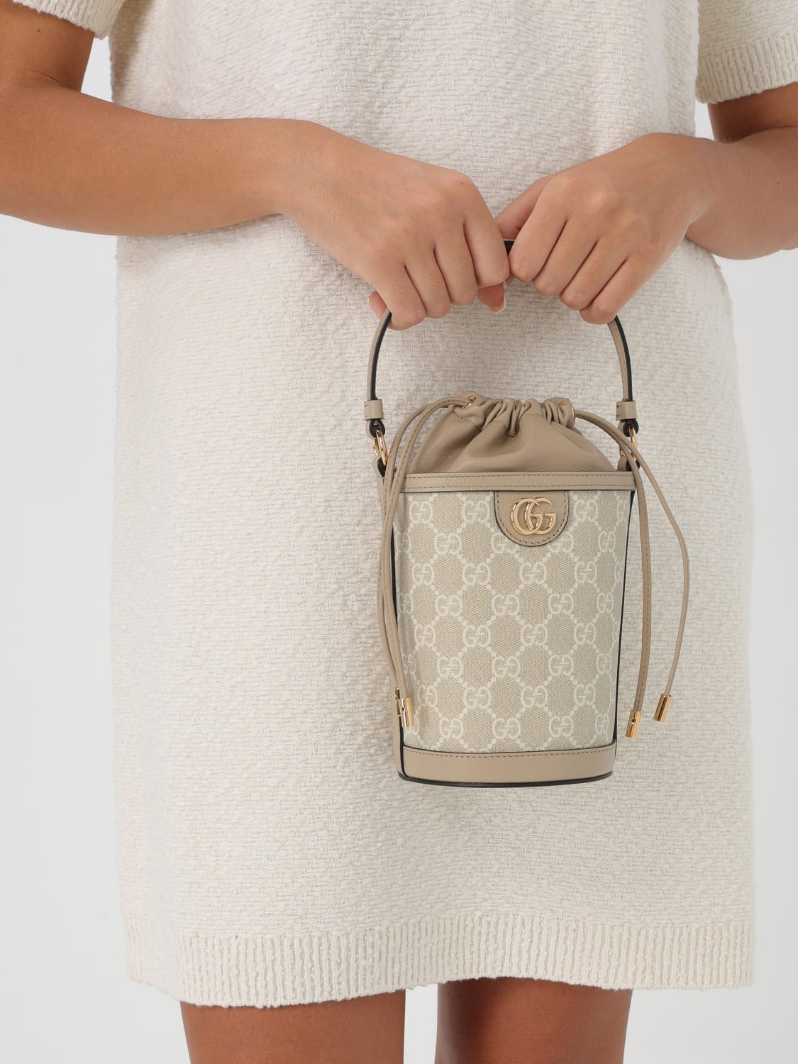 GUCCI MINI BAG: Shoulder bag woman Gucci, Beige - Img 2