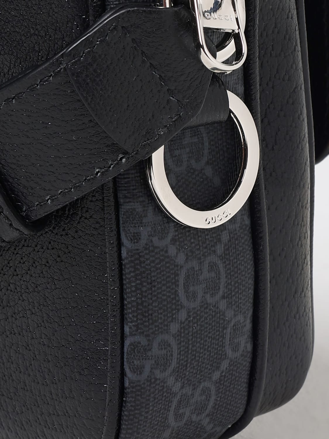 GUCCI BORSA: Borsa Gucci in pelle e tessuto GG Supreme , Nero - Img 4