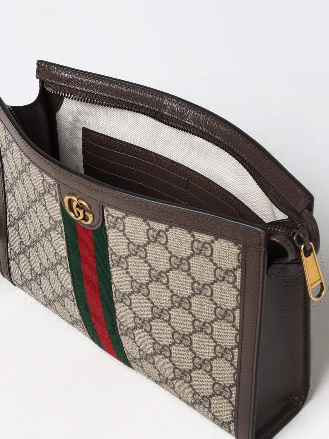 GUCCI BORSA: Pouch Ophidia Gucci in tessuto GG Supreme , Beige - Img 5