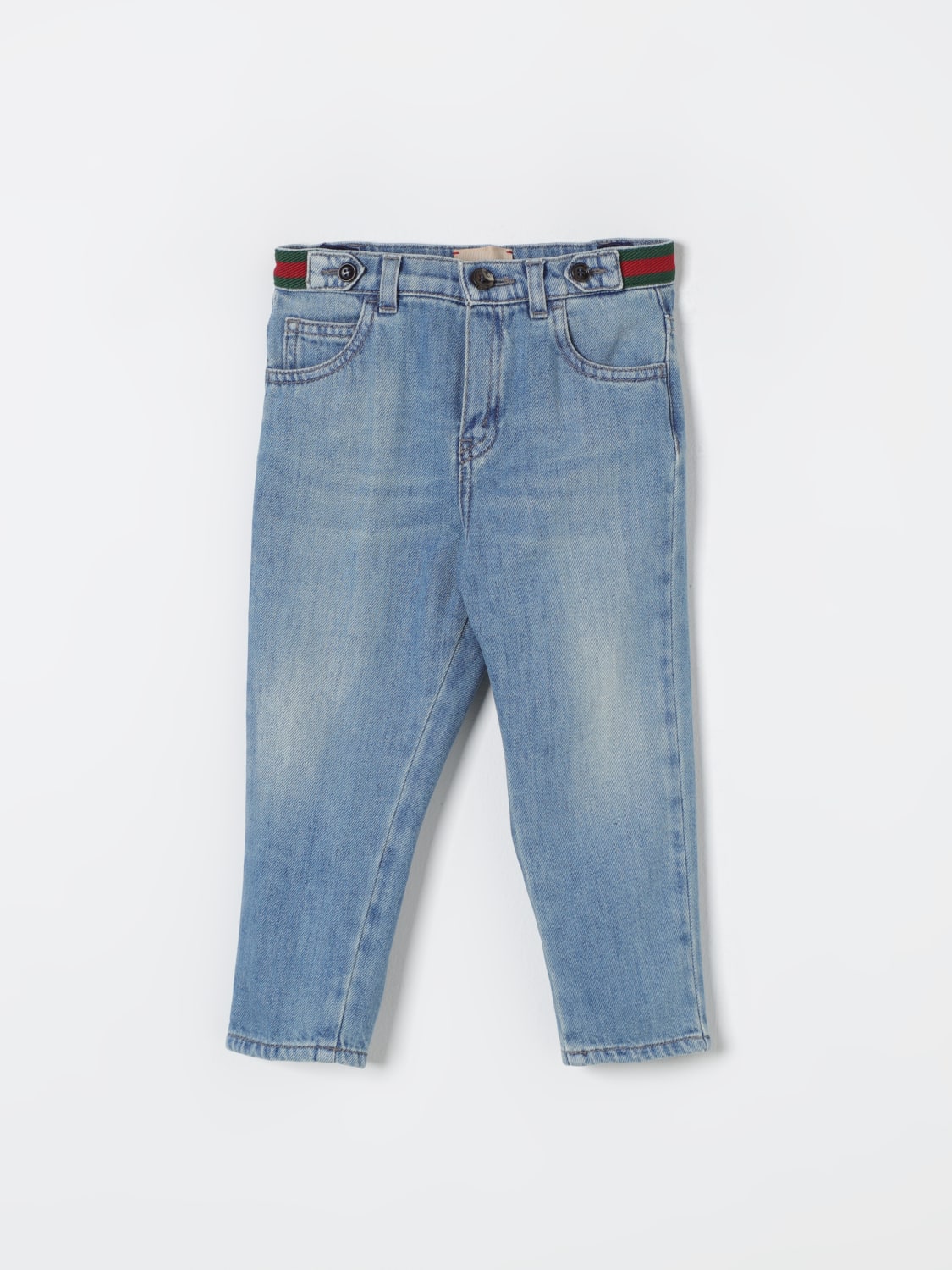 GUCCI JEANS: Jeans Gucci in denim con fasce Web, Denim - Img 1