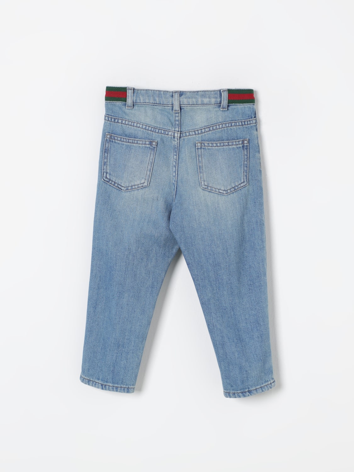 GUCCI JEANS: Jeans Gucci in denim con fasce Web, Denim - Img 2