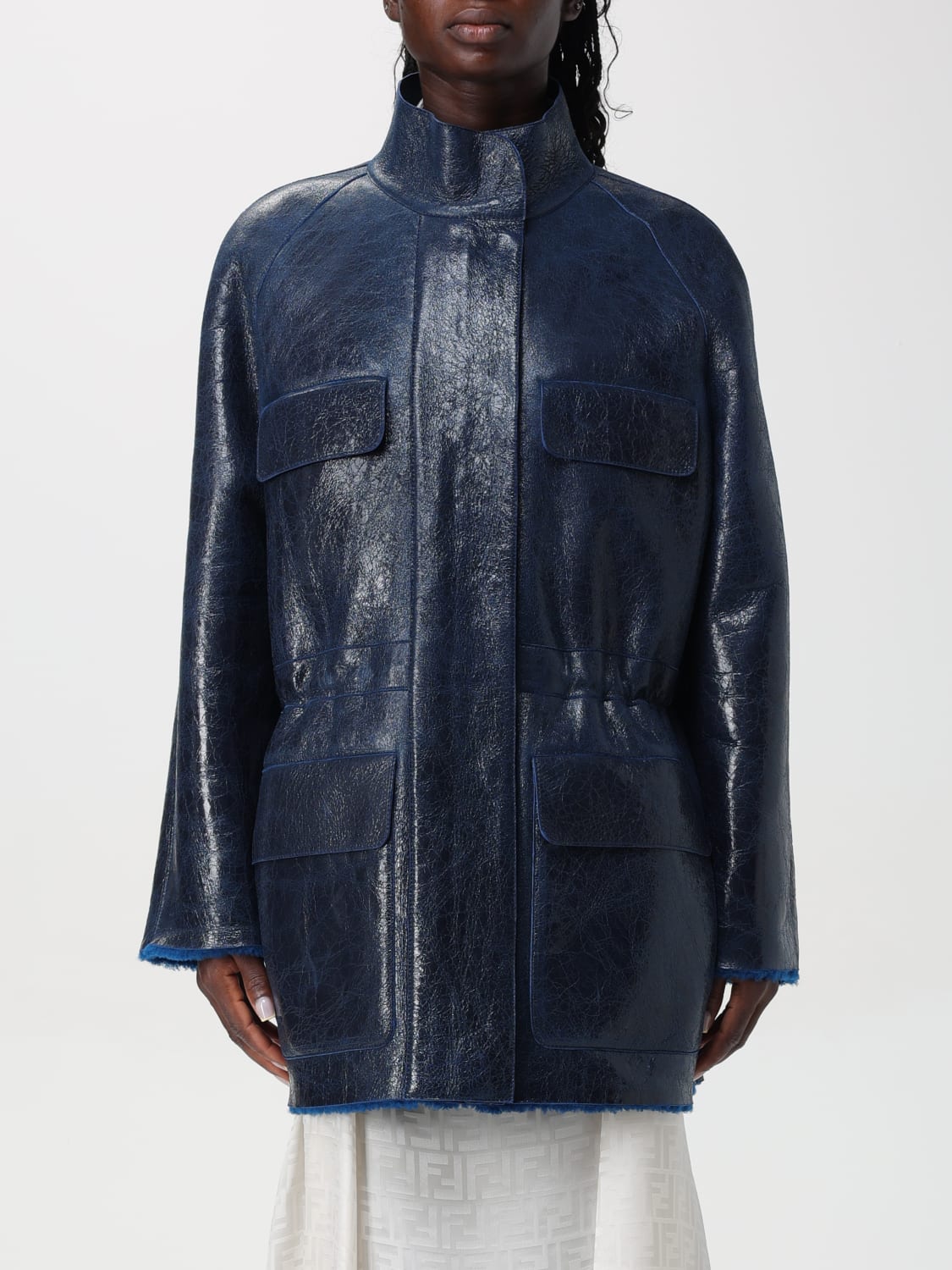 FENDI JACKET: Coat woman Fendi, Gnawed Blue - Img 1