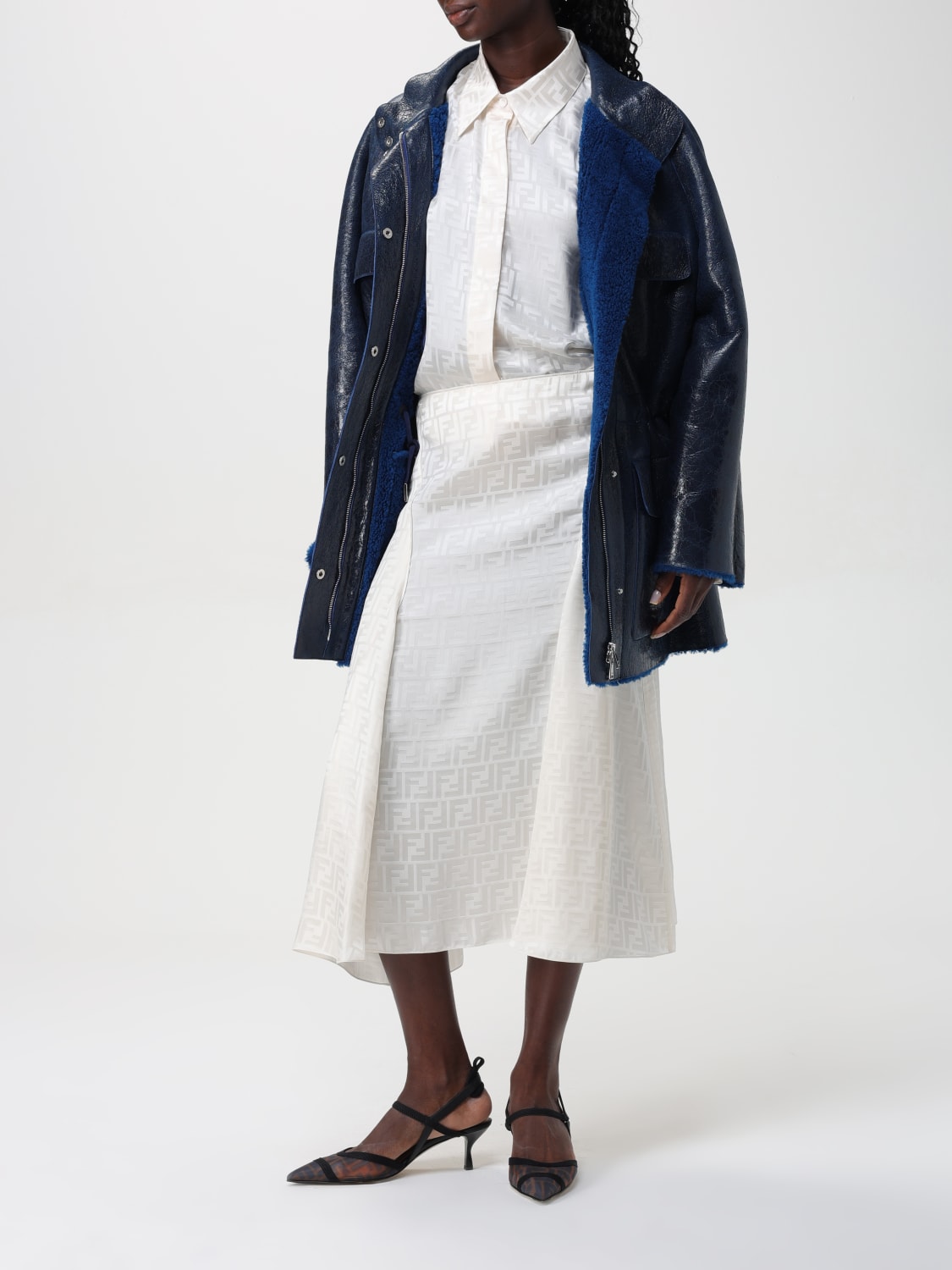 FENDI JACKET: Coat woman Fendi, Gnawed Blue - Img 2