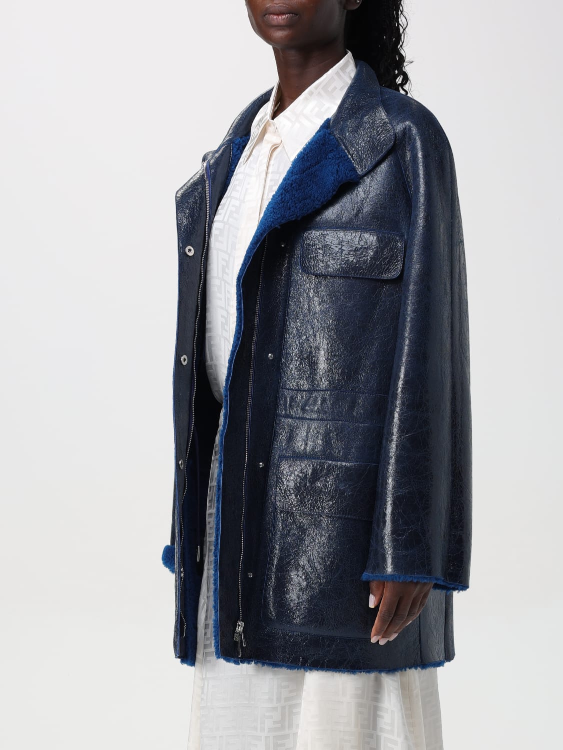 FENDI JACKET: Coat woman Fendi, Gnawed Blue - Img 4