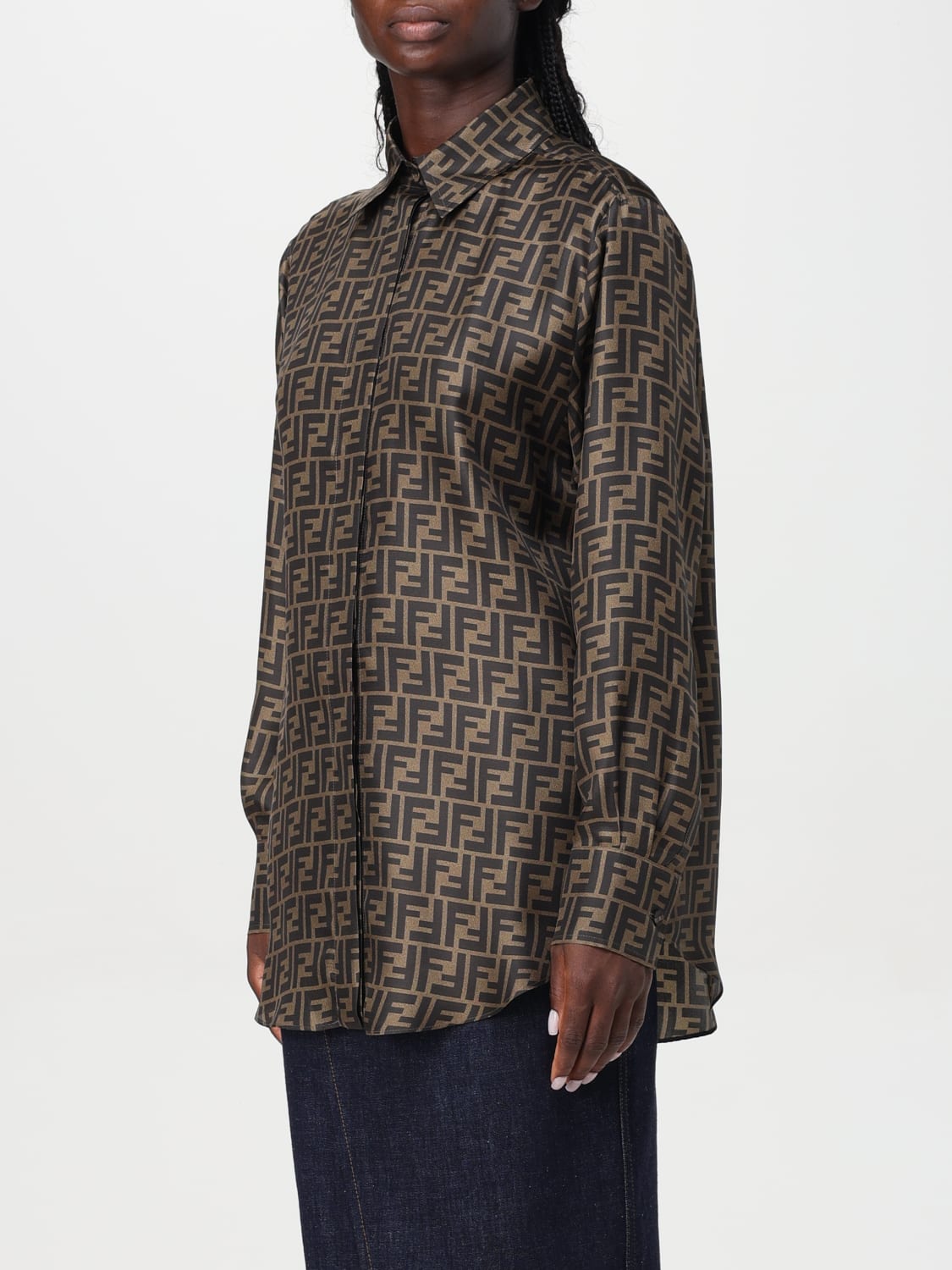 FENDI HEMDBLUSE: Hemdbluse damen Fendi, Tabak - Img 3