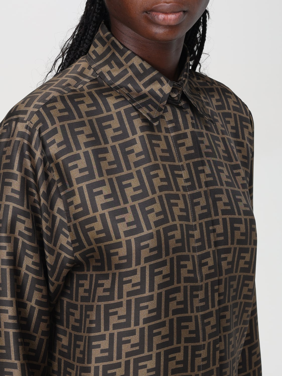 FENDI HEMDBLUSE: Hemdbluse damen Fendi, Tabak - Img 4