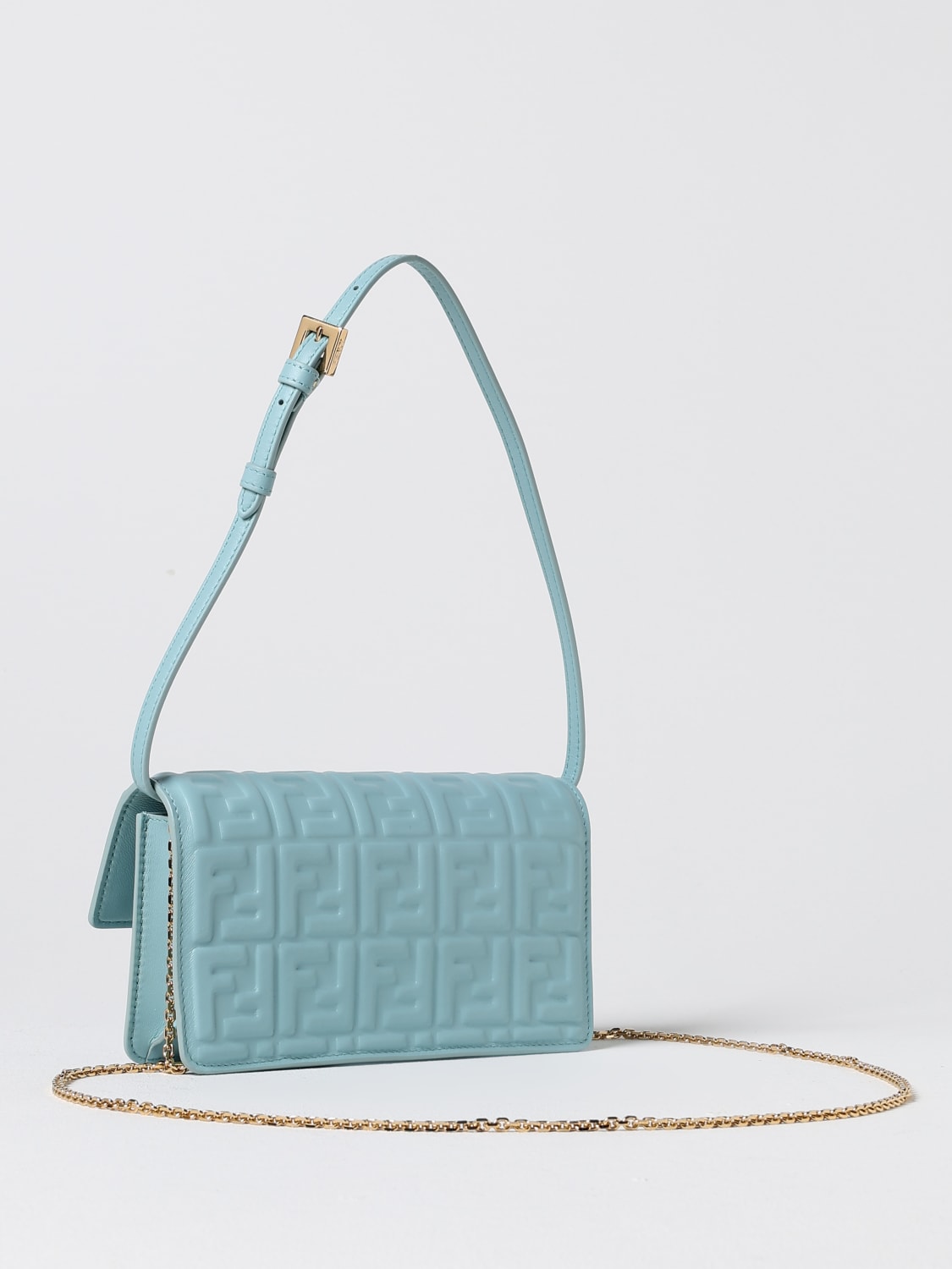 FENDI MINI BAG: Shoulder bag woman Fendi, Sky Blue - Img 3