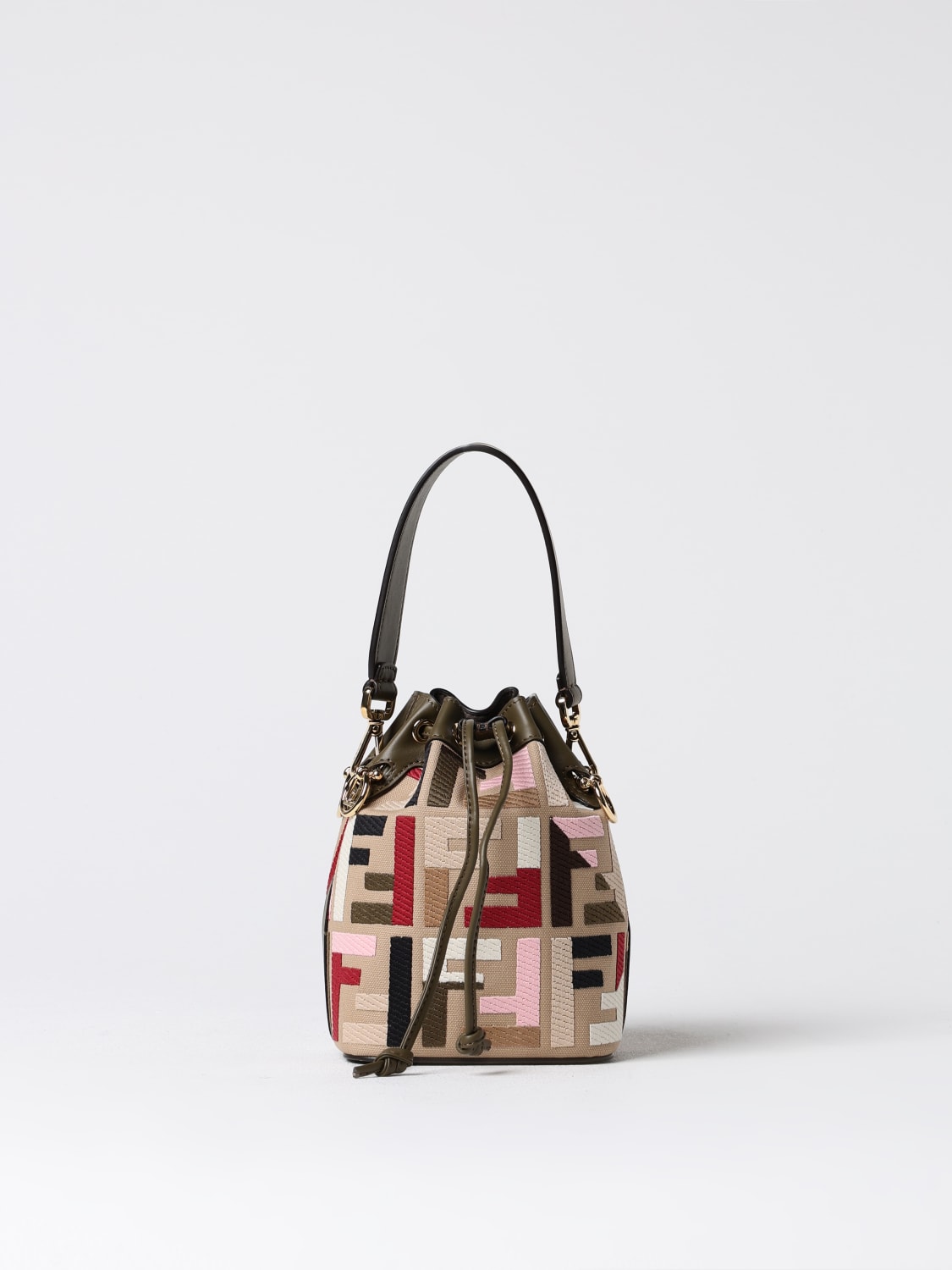 Giglio Borsa Mon Tresor Fendi in canvas con monogram FF ricamato