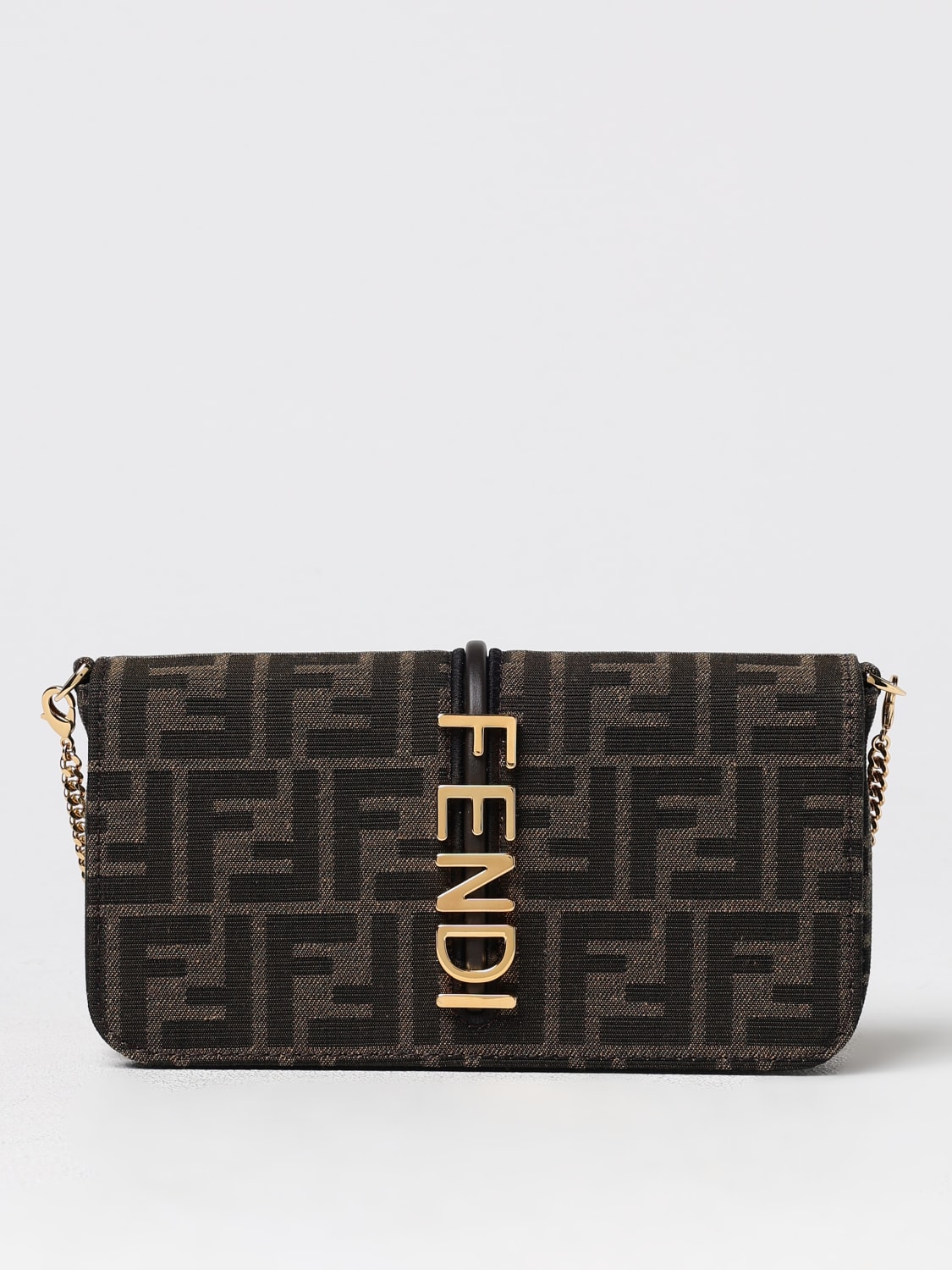 Giglio Borsa wallet On Chain Fendigraphy Fendi in tessuto jacquard