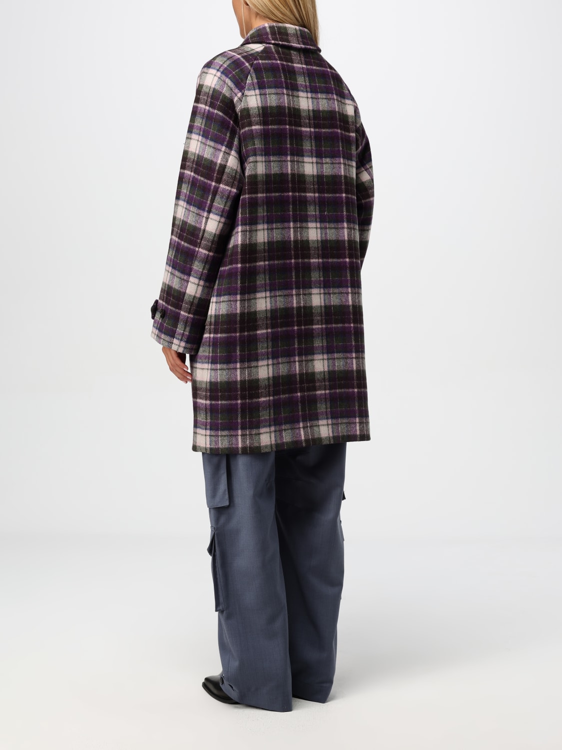 WOOLRICH COAT: Woolrich check wool blend coat, Violet - Img 2