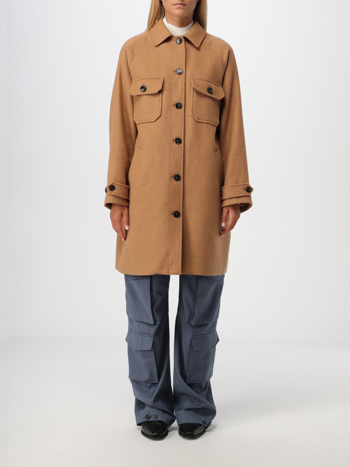 Camel check coat on sale