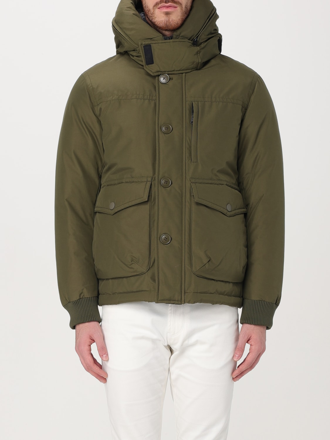 WOOLRICH GIACCA: Piumino Woolrich in misto cotone , Verde - Img 1