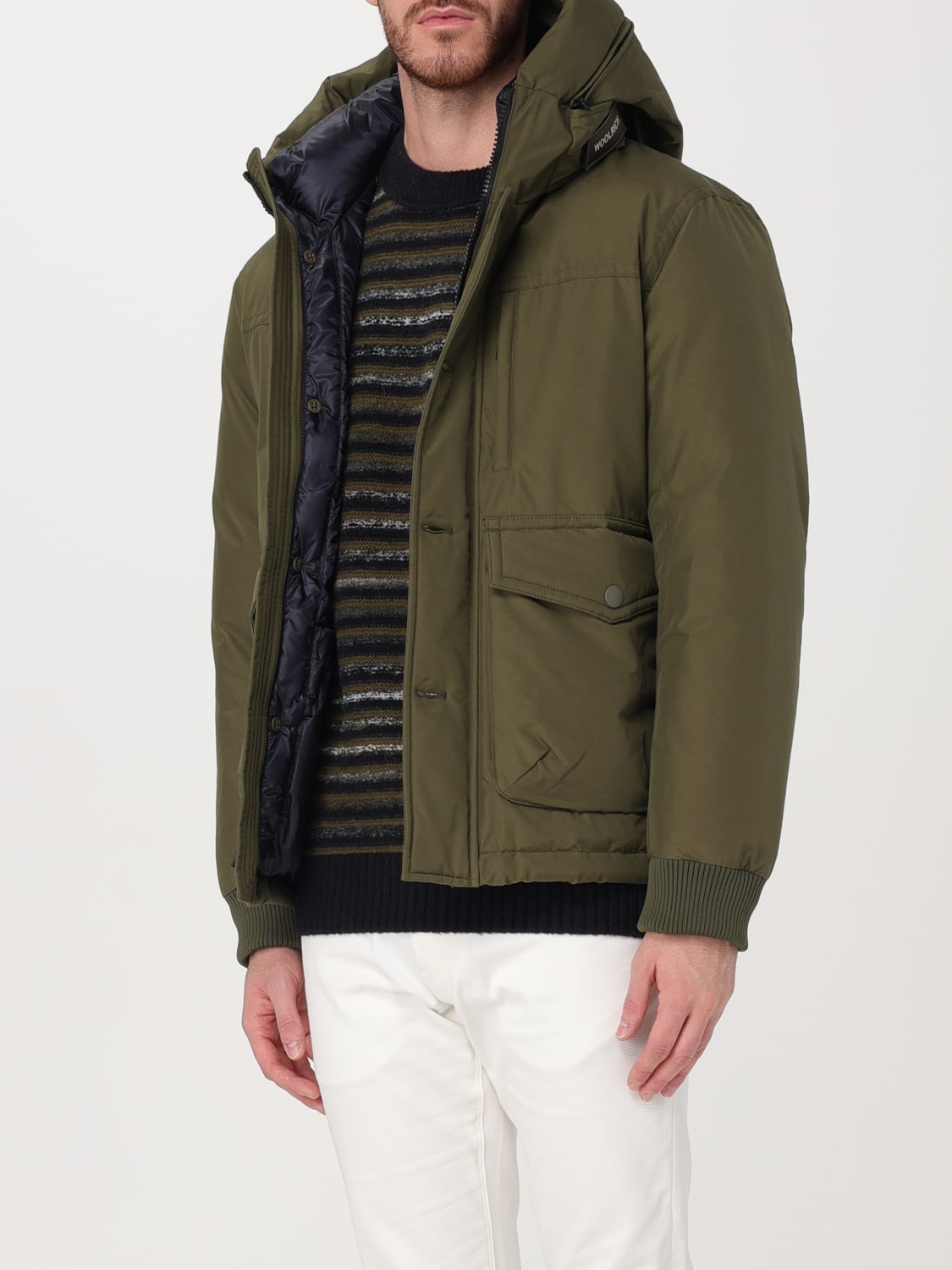 WOOLRICH GIACCA: Piumino Woolrich in misto cotone , Verde - Img 3