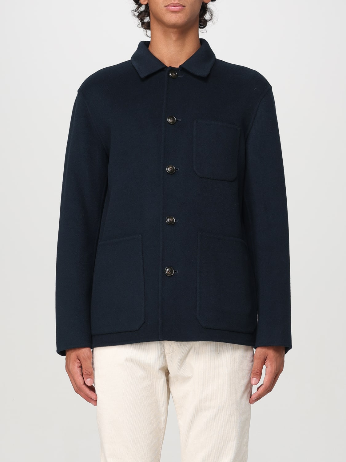 WOOLRICH GIACCA: Overshirt Woolrich in lana vergine , Blue - Img 1