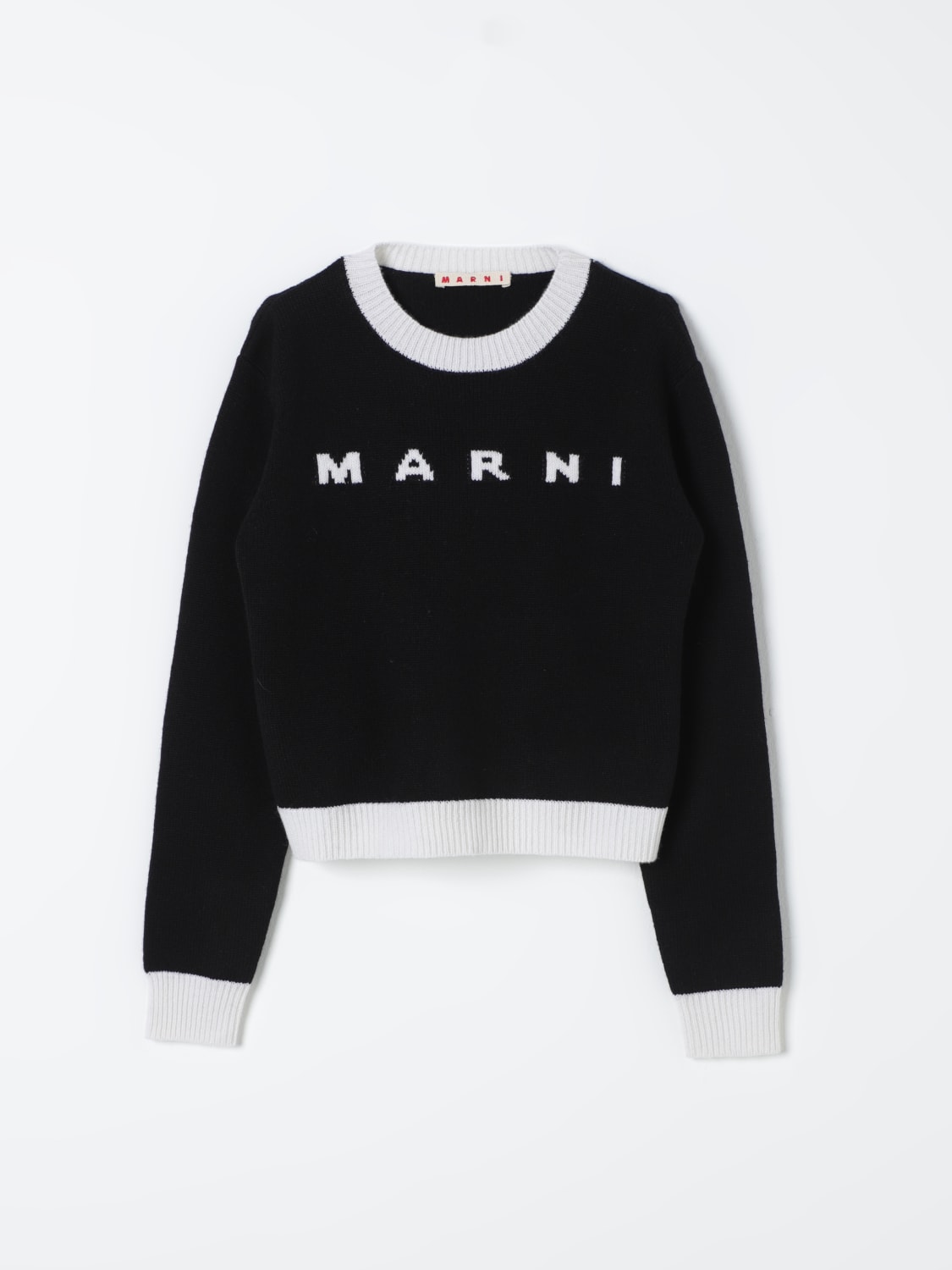 MARNI MAGLIA: Maglia a girocollo con maxi logo Marni, Nero - Img 1