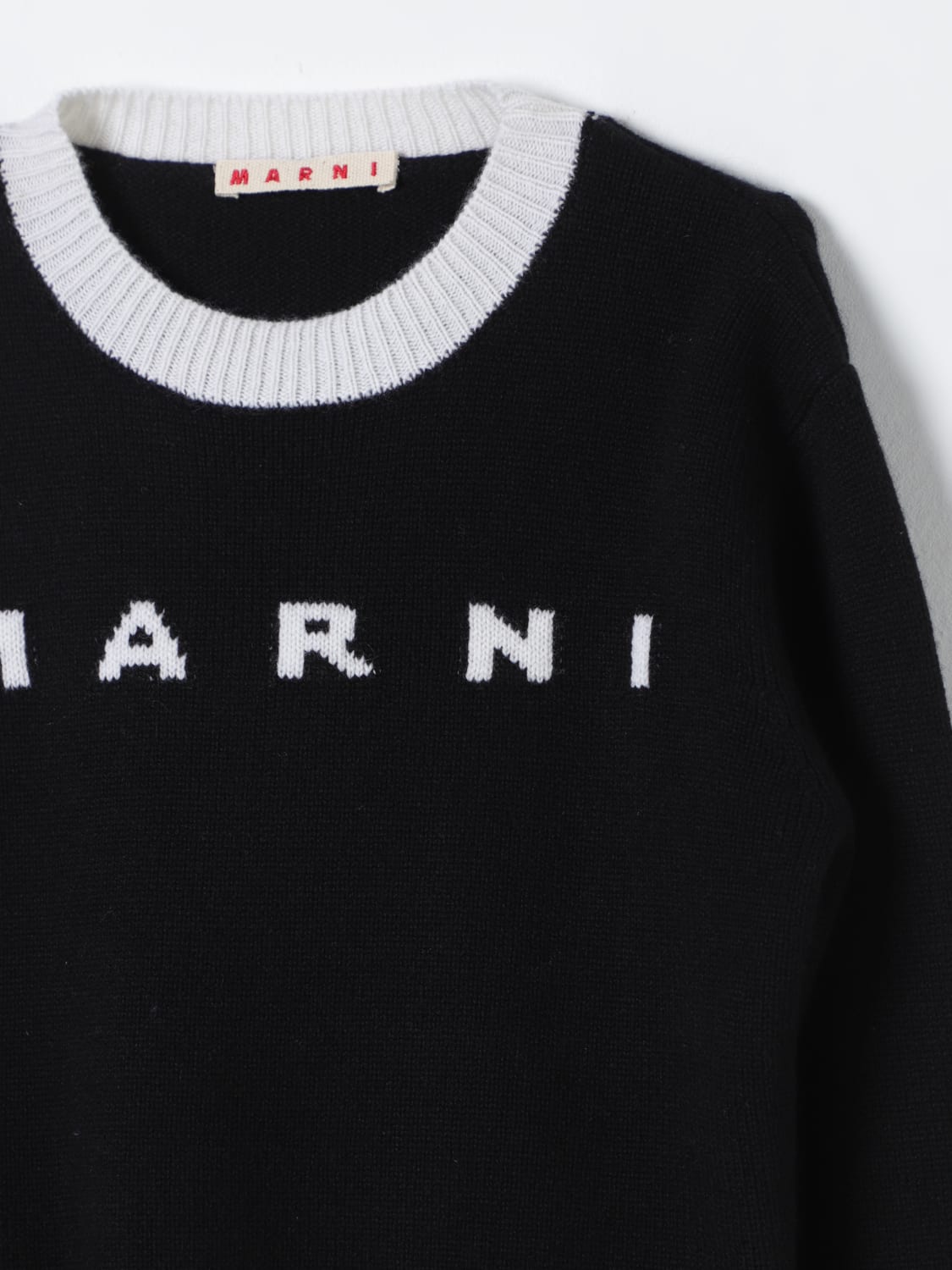 MARNI MAGLIA: Maglia a girocollo con maxi logo Marni, Nero - Img 3