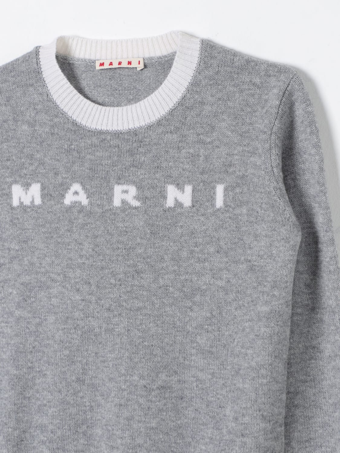 MARNI MAGLIA: Maglia a girocollo con maxi logo Marni, Grigio - Img 3