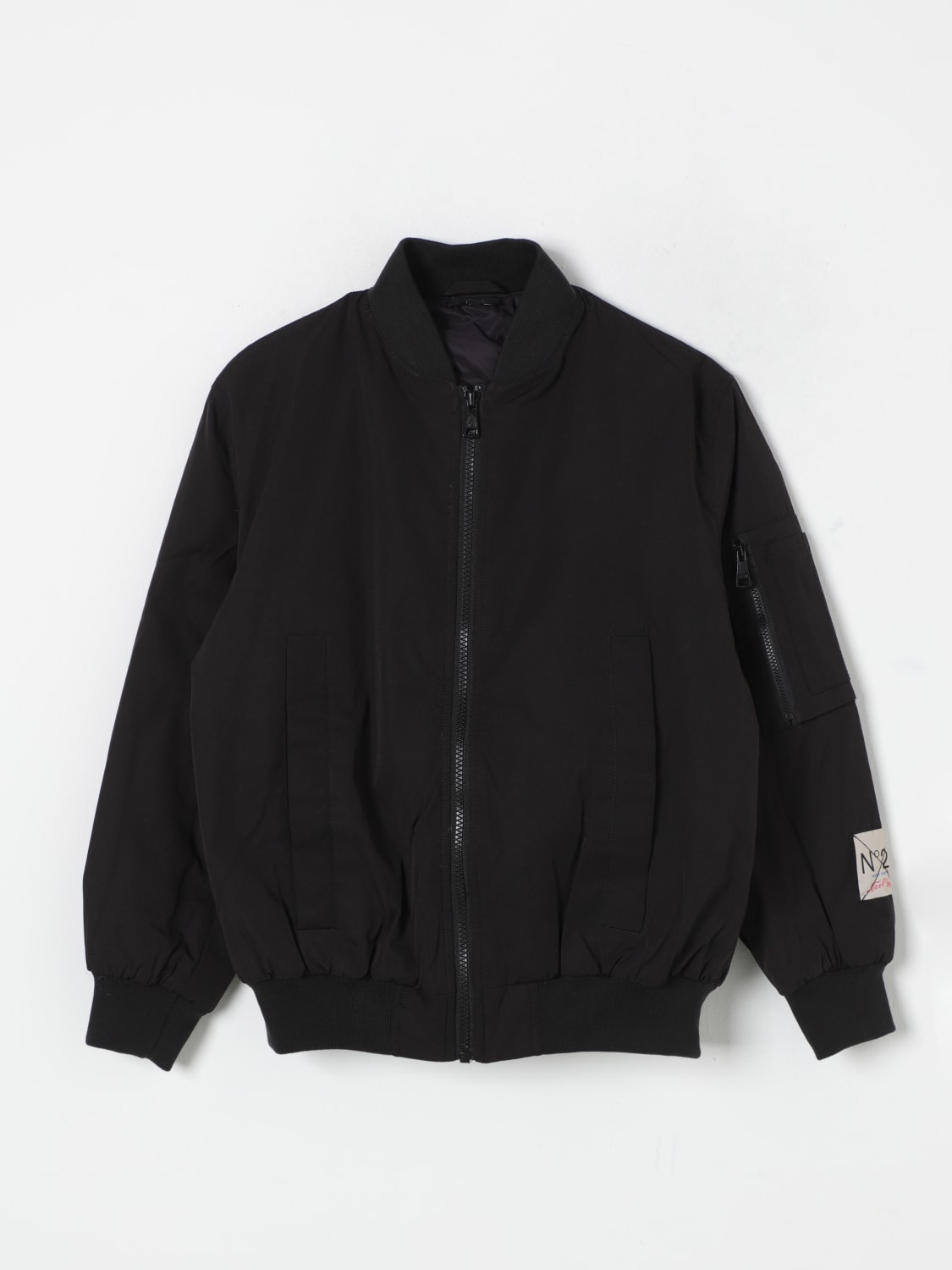 N° 21 GIACCA: Bomber N° 21 in misto cotone con logo , Nero - Img 1