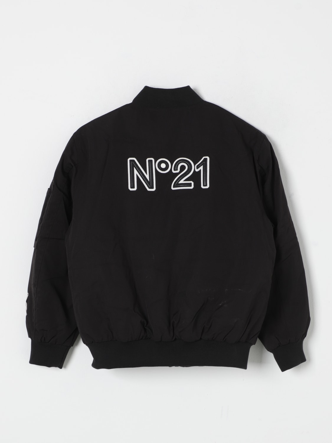 N° 21 GIACCA: Bomber N° 21 in misto cotone con logo , Nero - Img 2