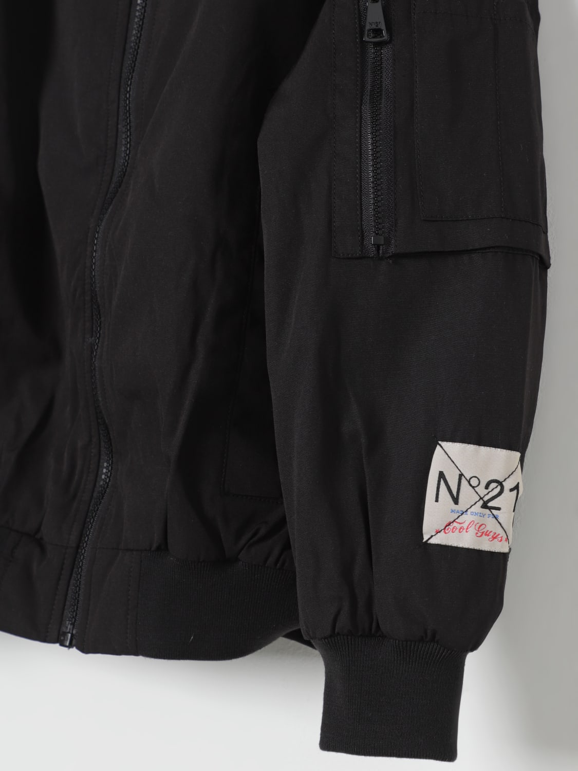 N° 21 GIACCA: Bomber N° 21 in misto cotone con logo , Nero - Img 3